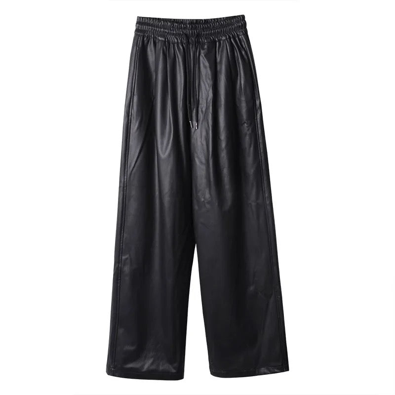 Faux Leather Drawstring Pants