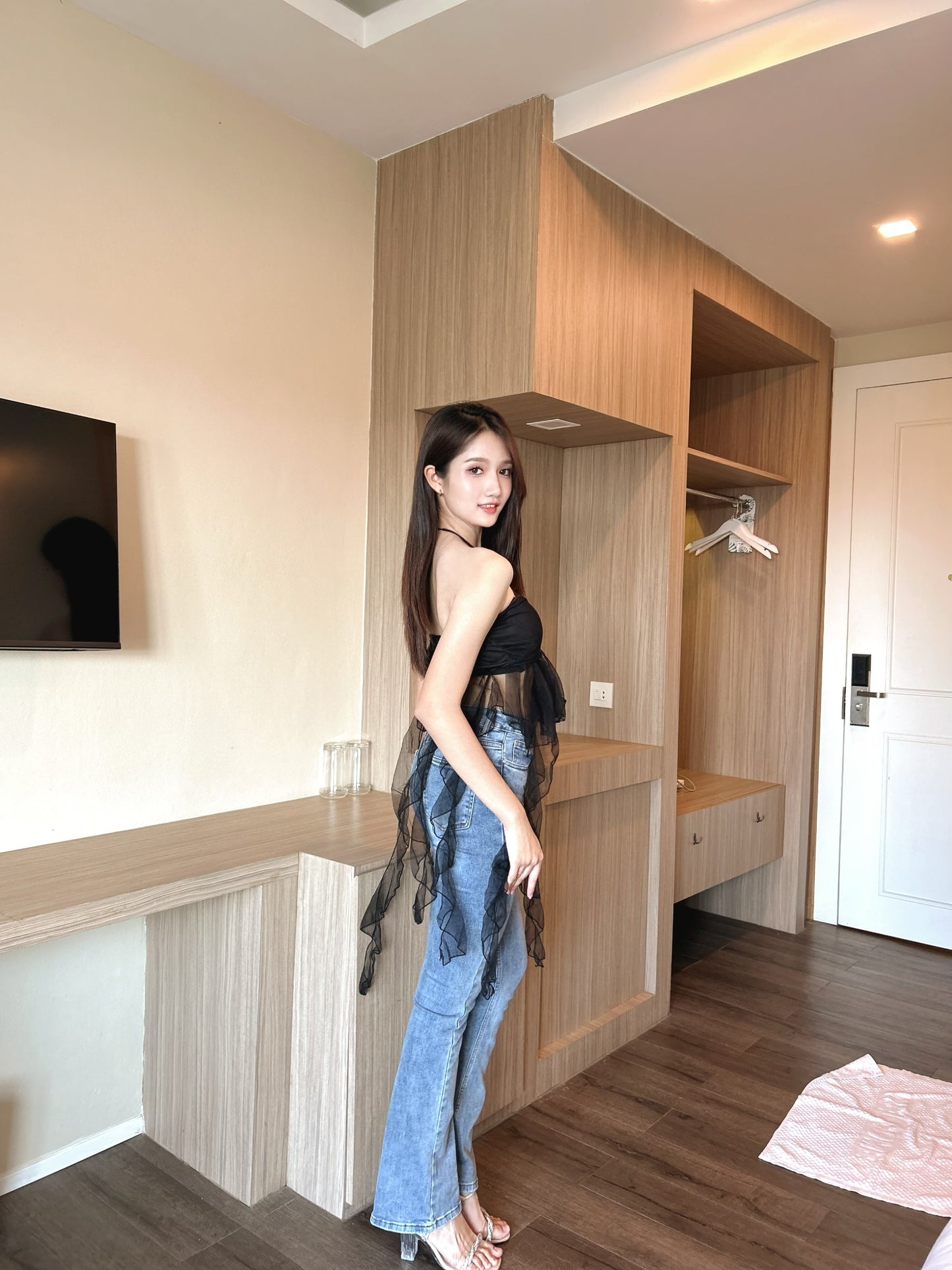 Organza Frill Padded Top