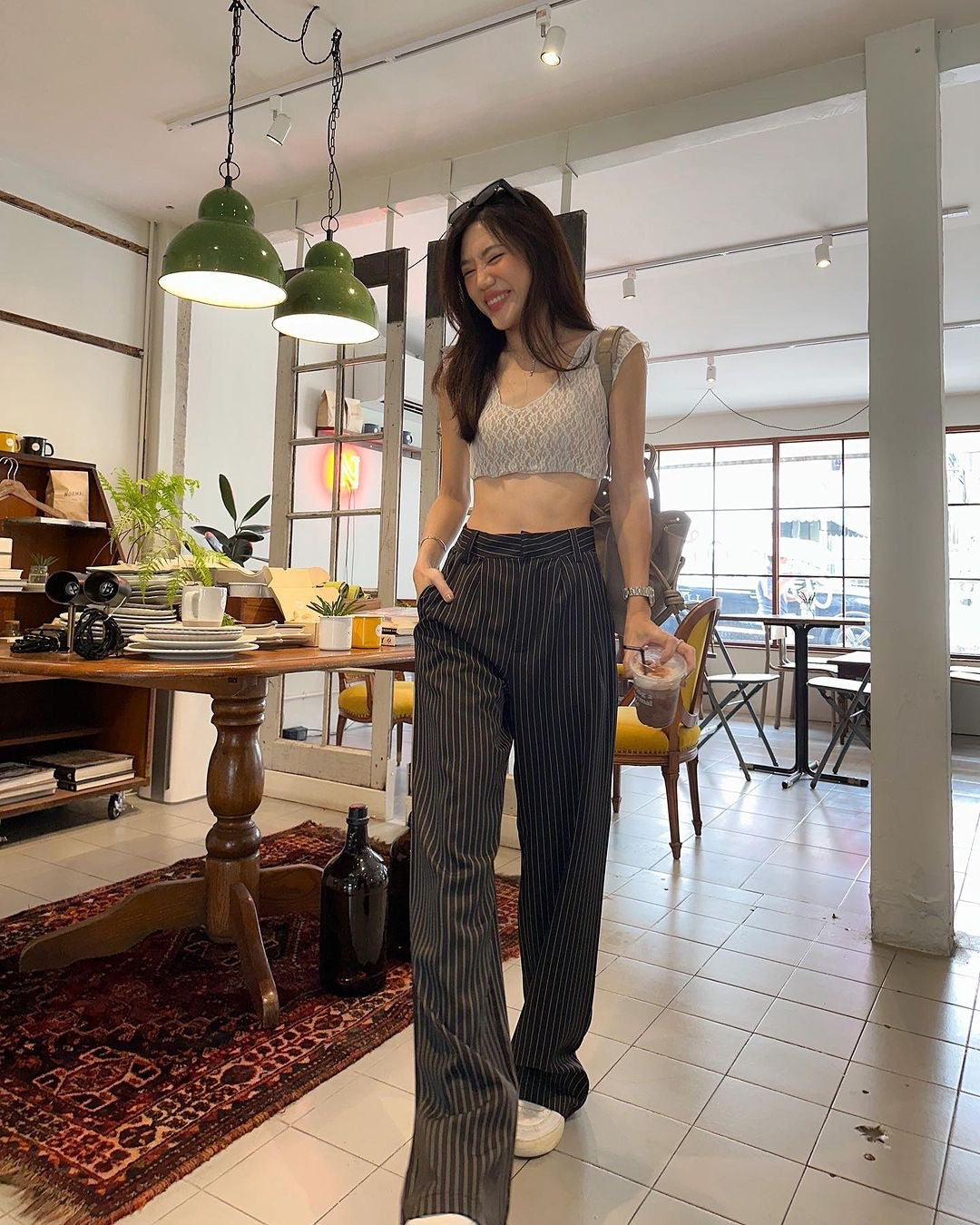 Pinstripe Wide Leg Pants