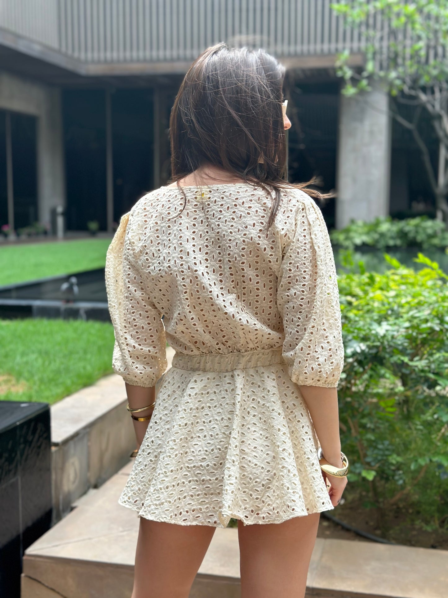 Eyelet Cotton Romper Dress