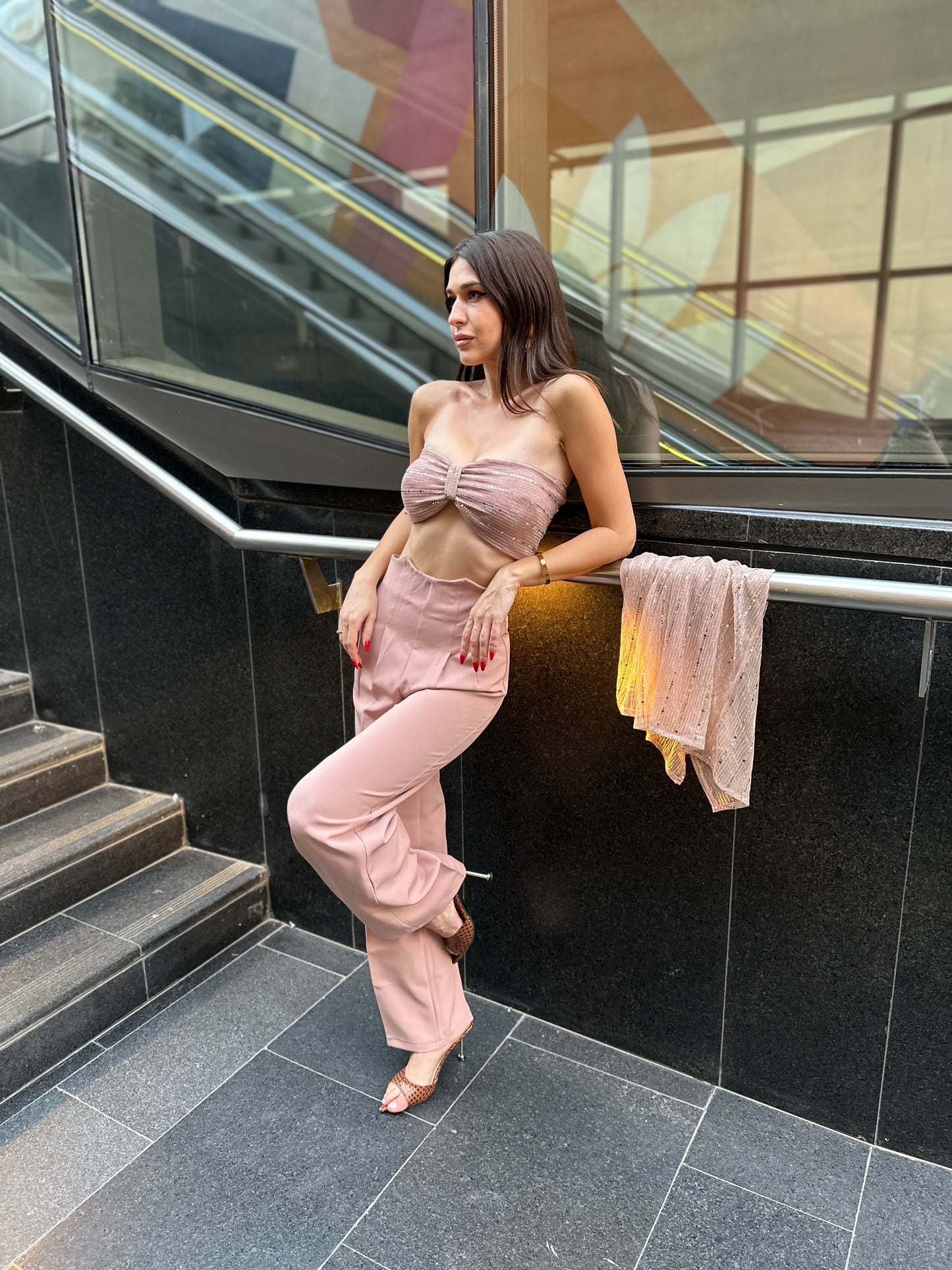 High Corset Waist Wide Leg Pants