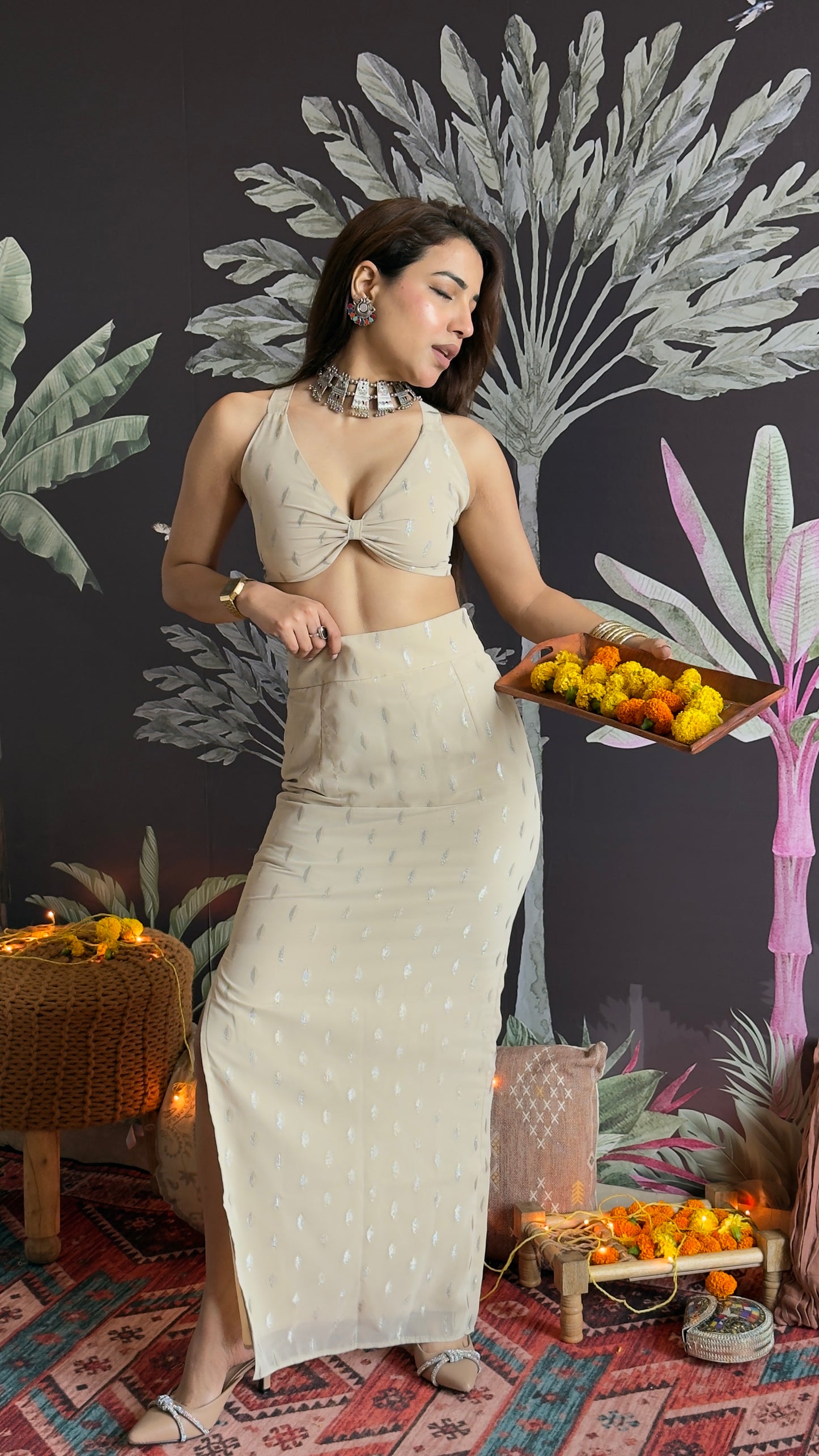 Beige-Silver Festive Set