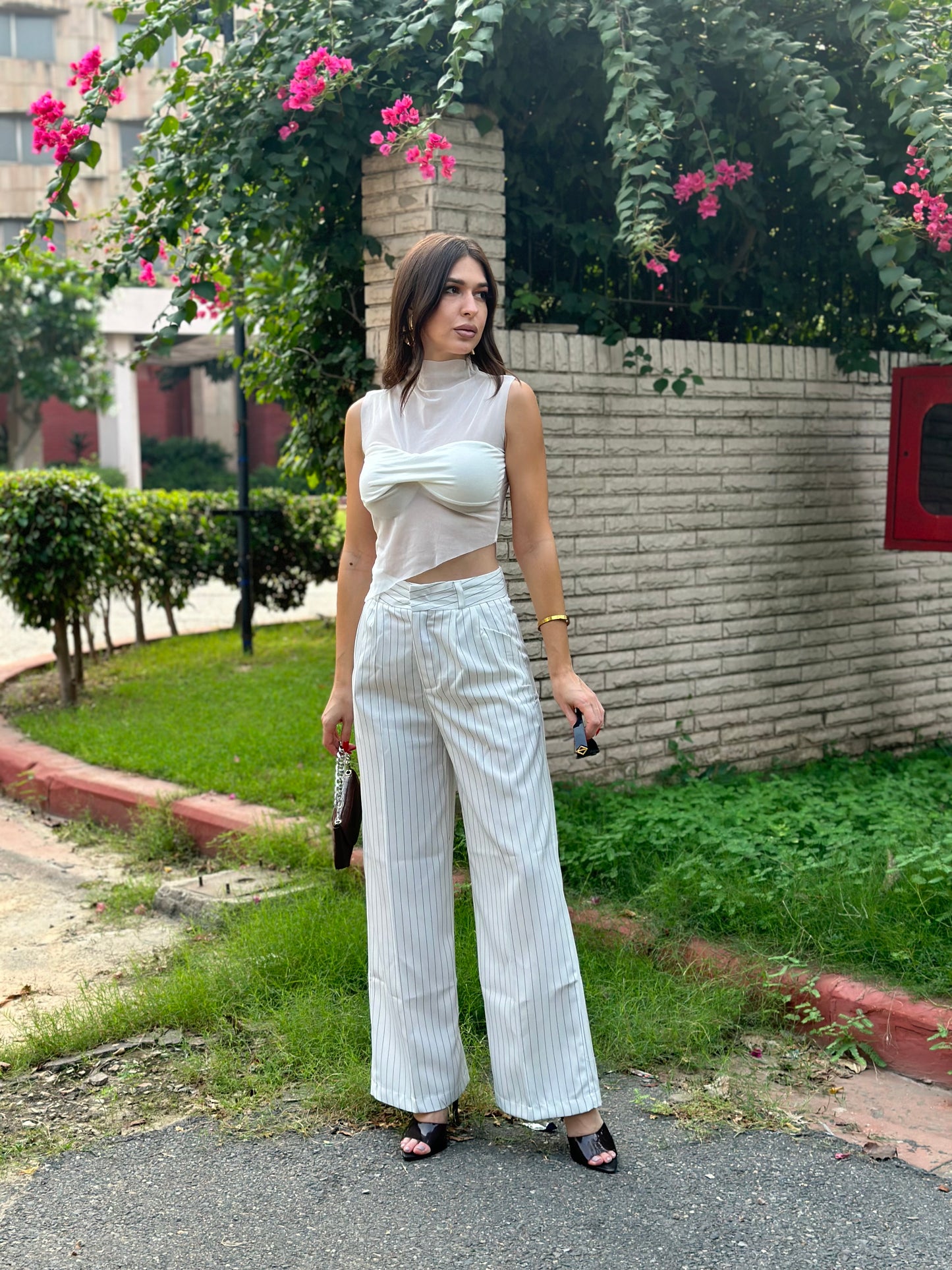 Pinstripe Wide Leg Pants