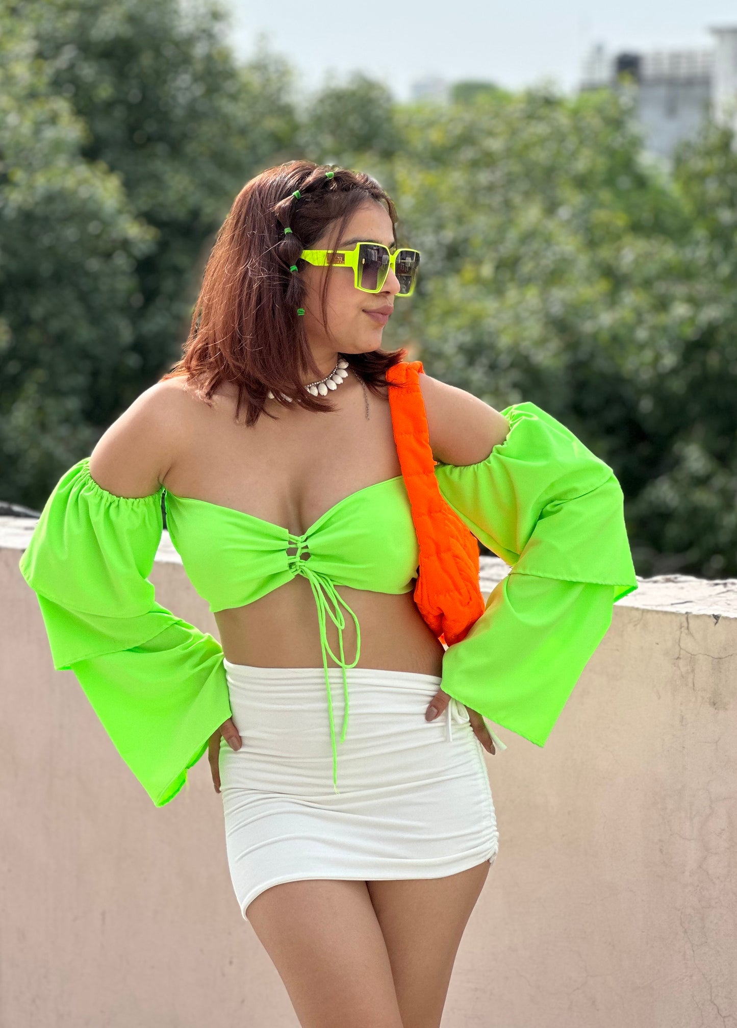 Padded Off-Shoulder Front Tie Bustier