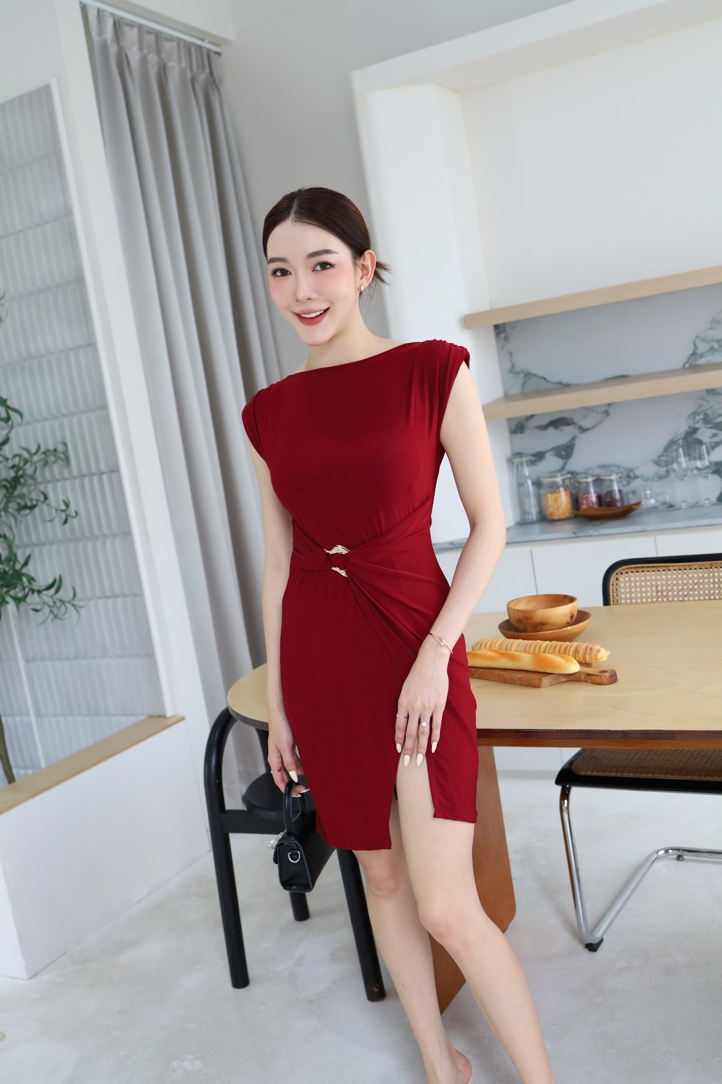 Body-Fit Mini Side Slit Dress