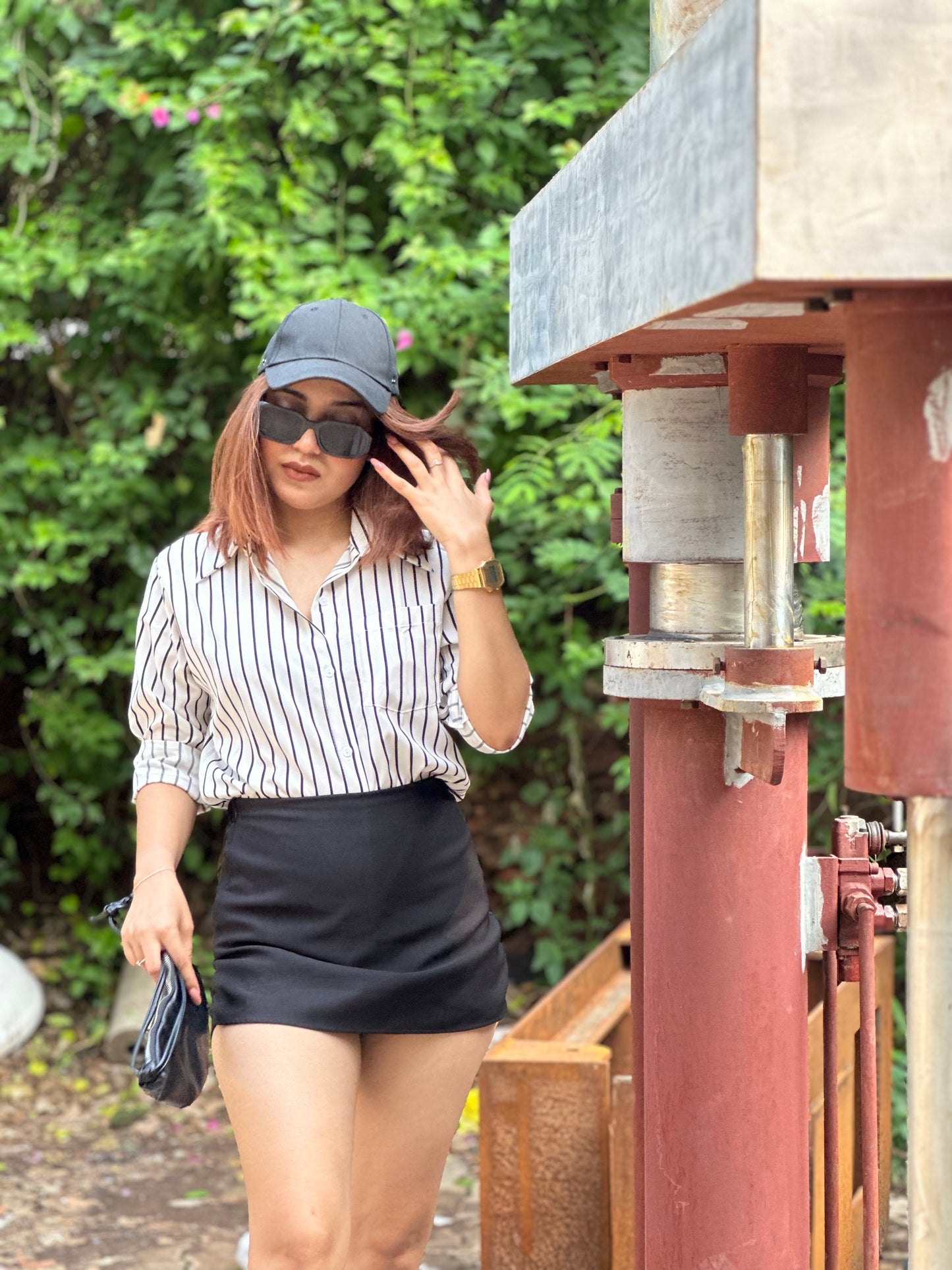 Combo Deal: Striped Shirt With Black Skorts
