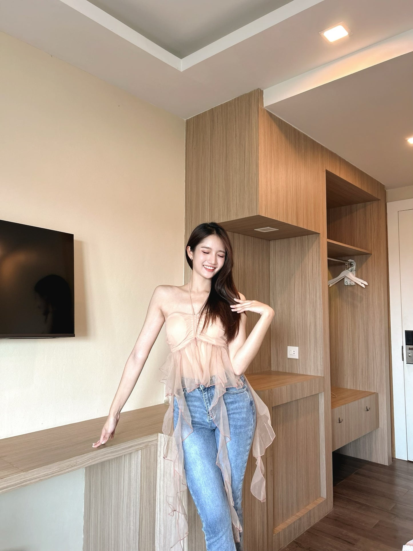 Organza Frill Padded Top
