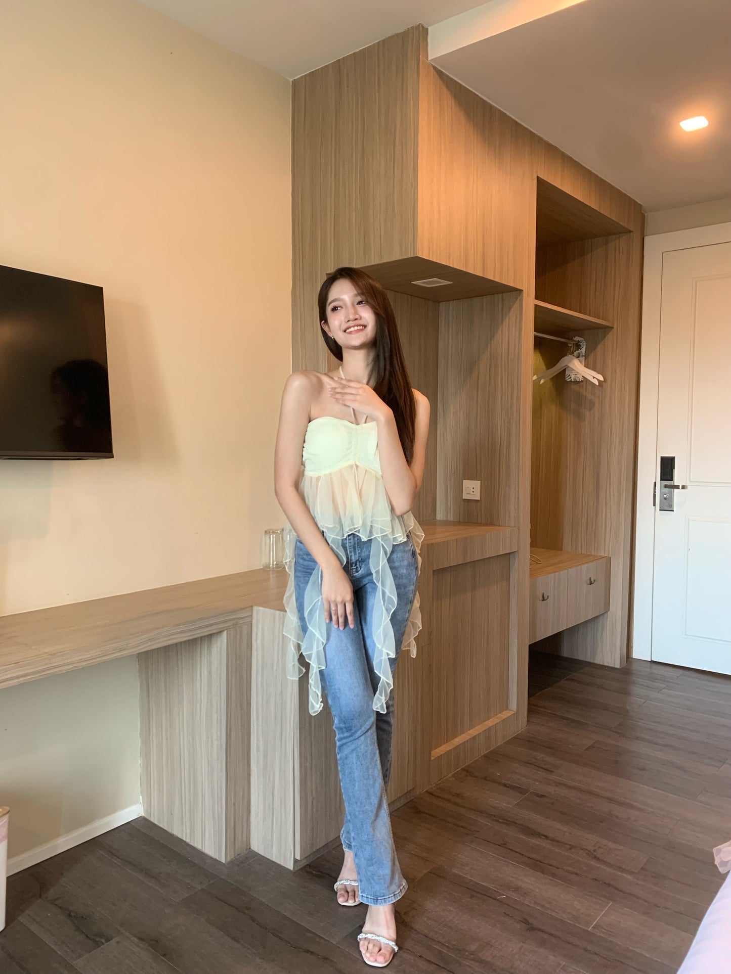 Organza Frill Padded Top
