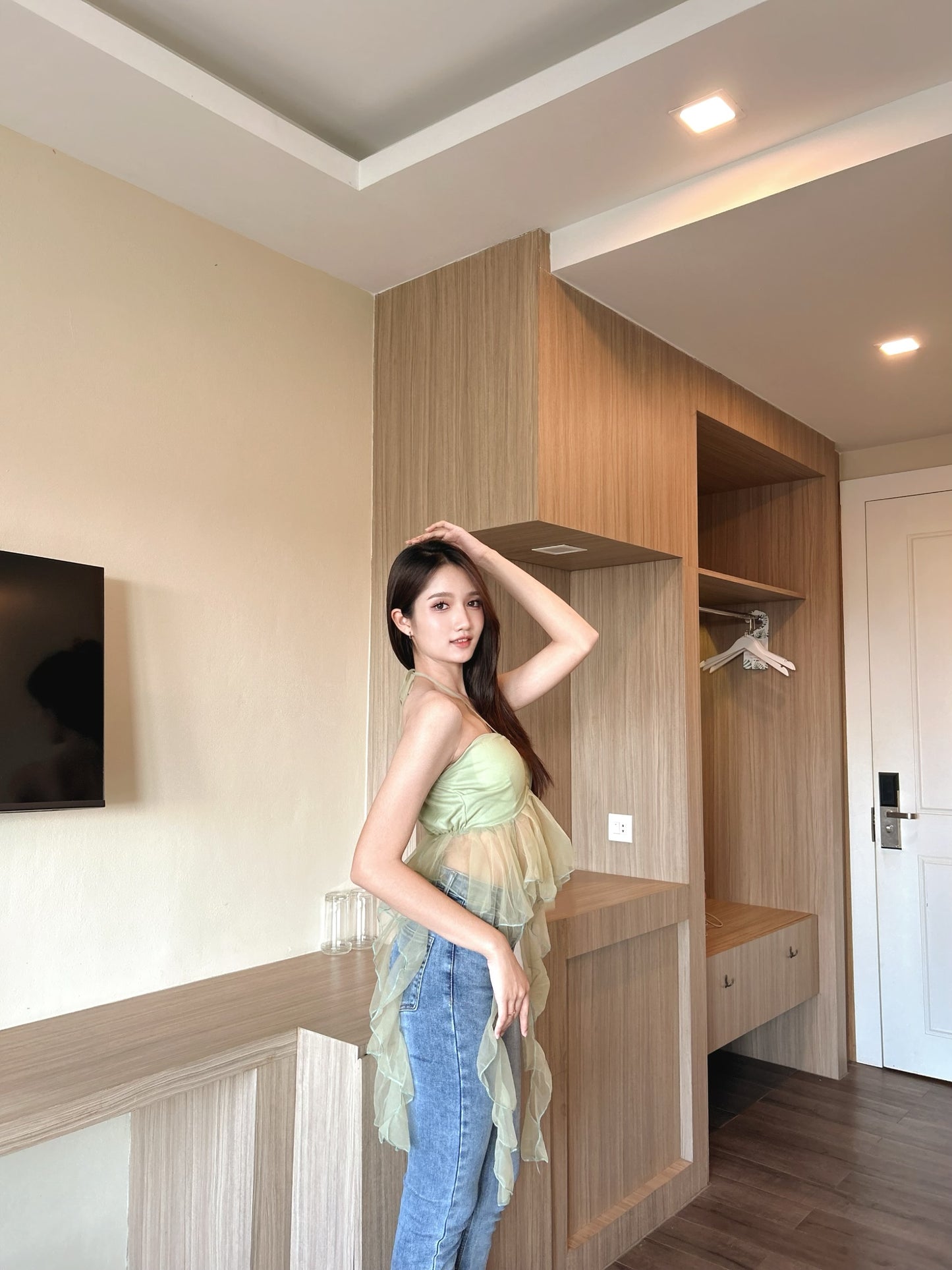 Organza Frill Padded Top