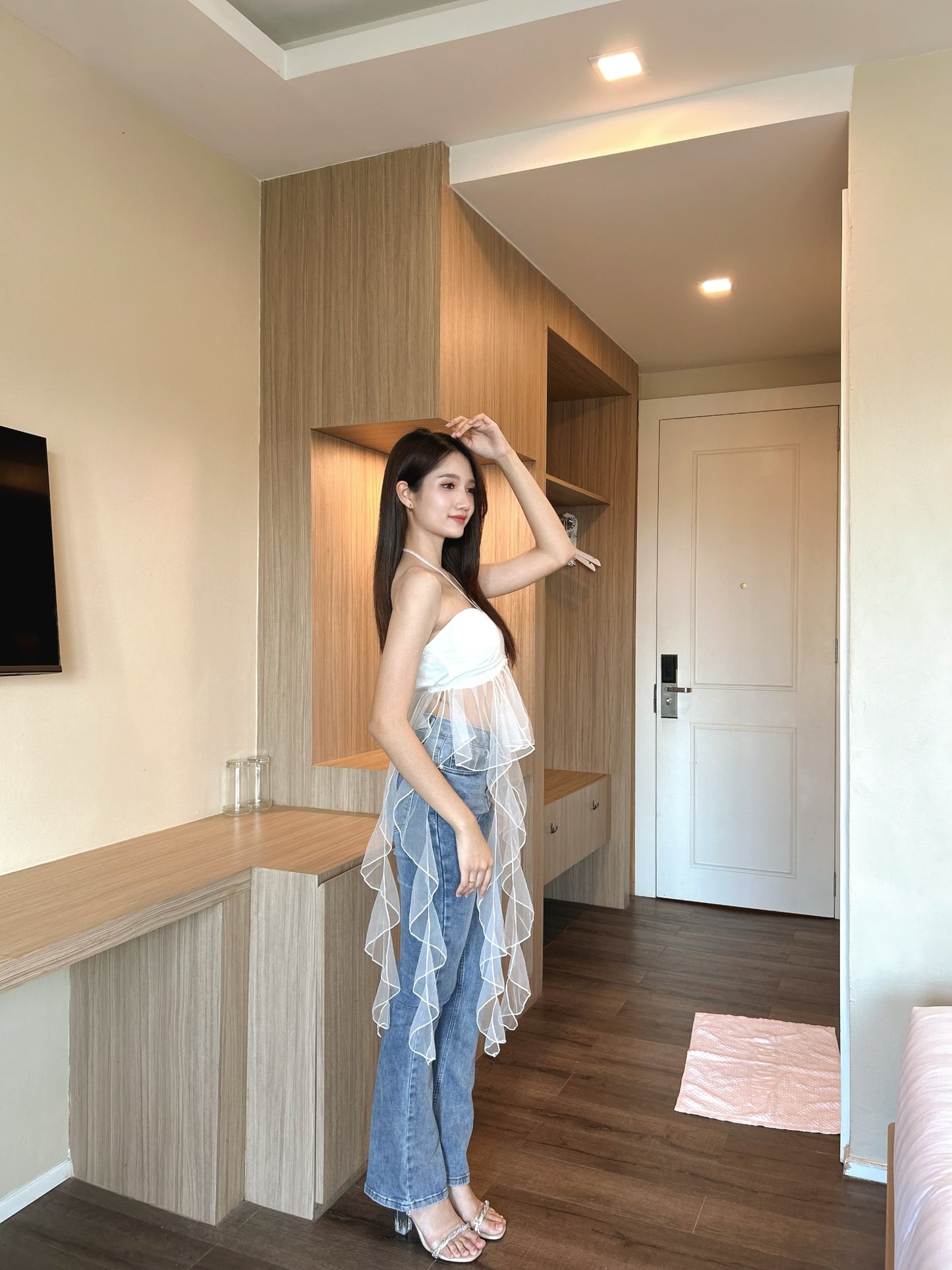 Organza Frill Padded Top