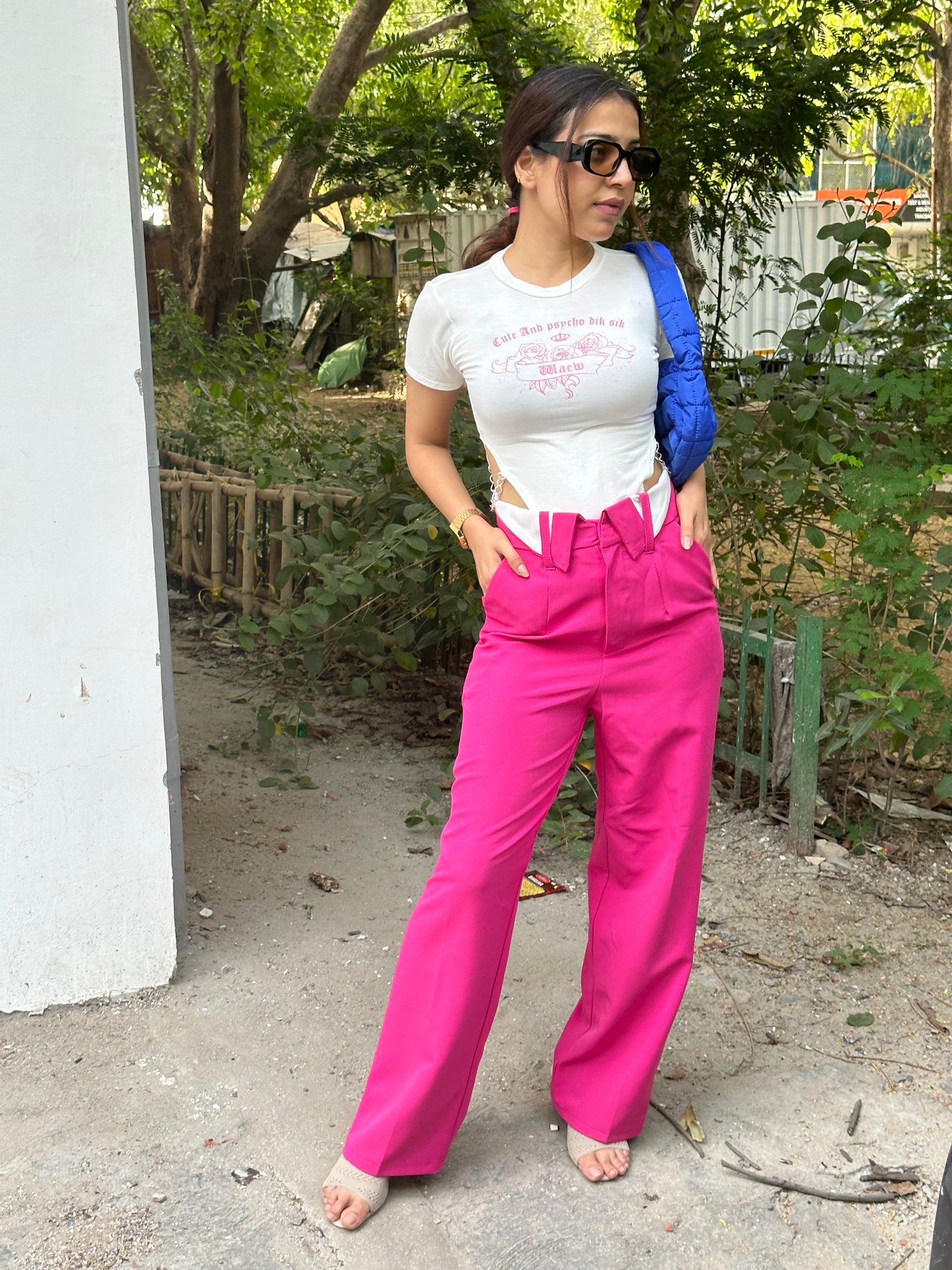 Wide Leg Folded Waist Pants