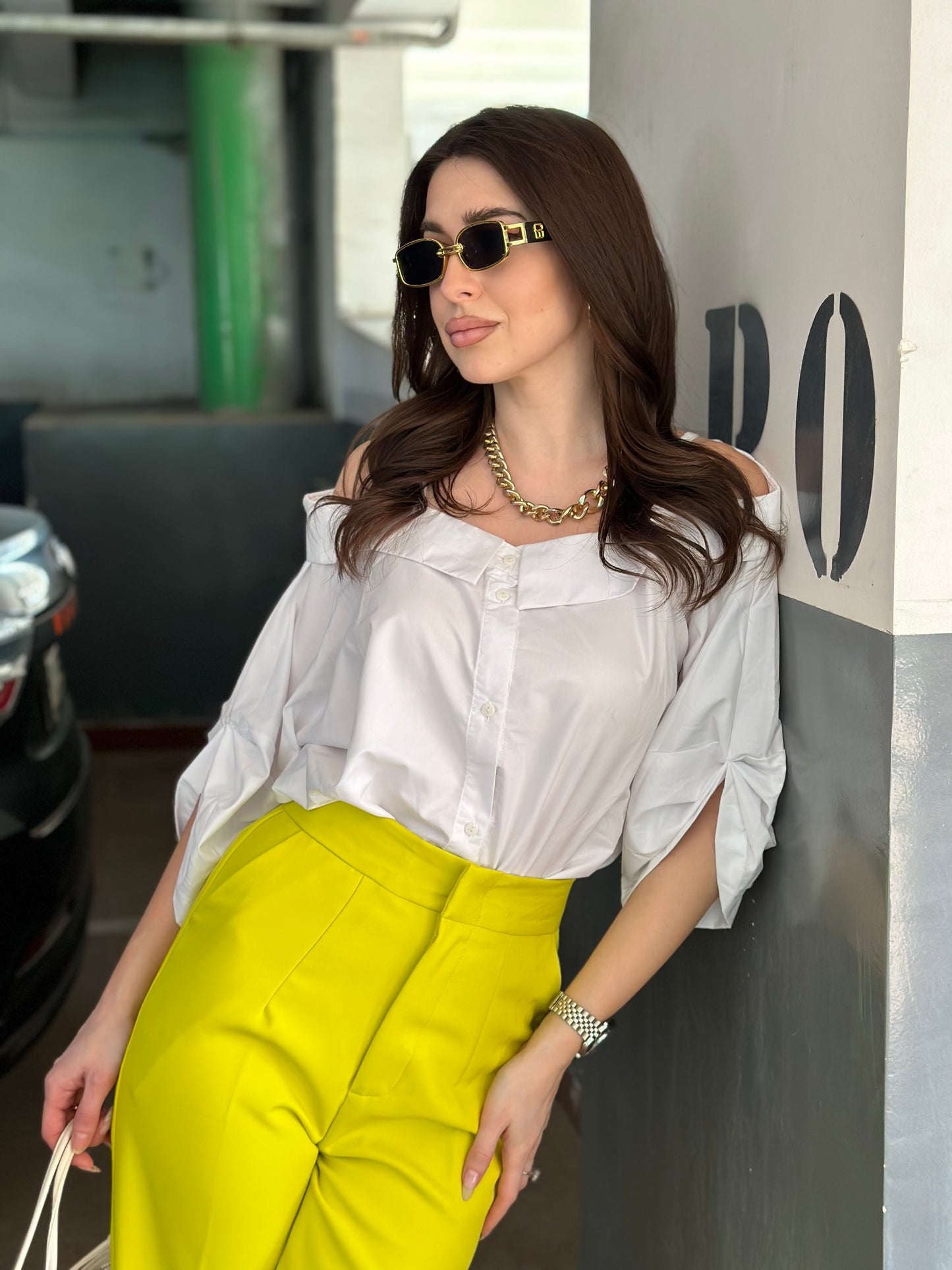 Off-Shoulder White Shirt