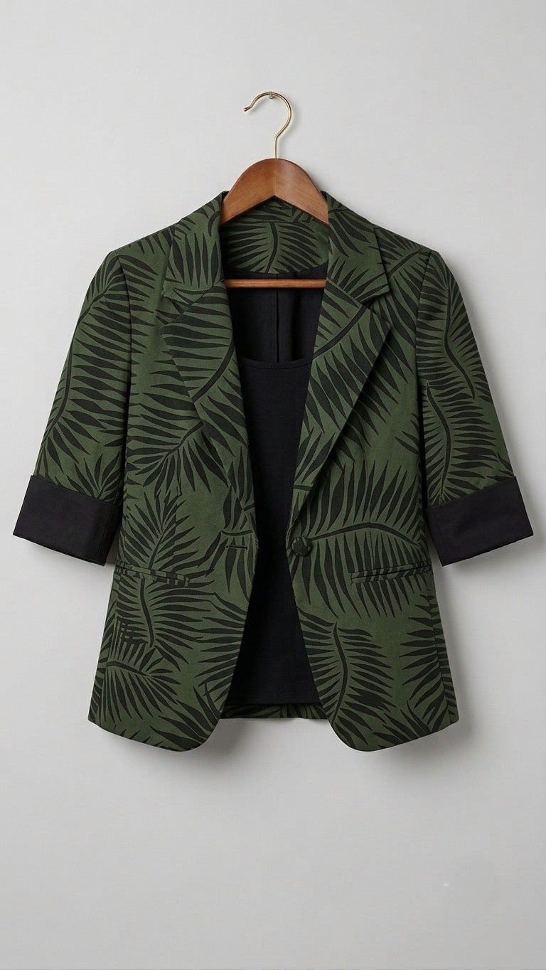 Palm Leaf Blazer With Tank Vest