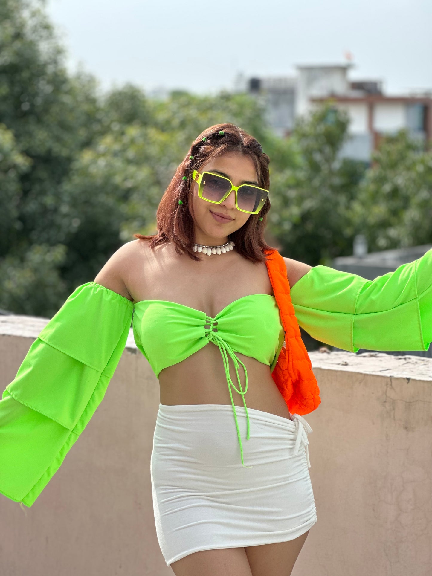 Padded Off-Shoulder Front Tie Bustier