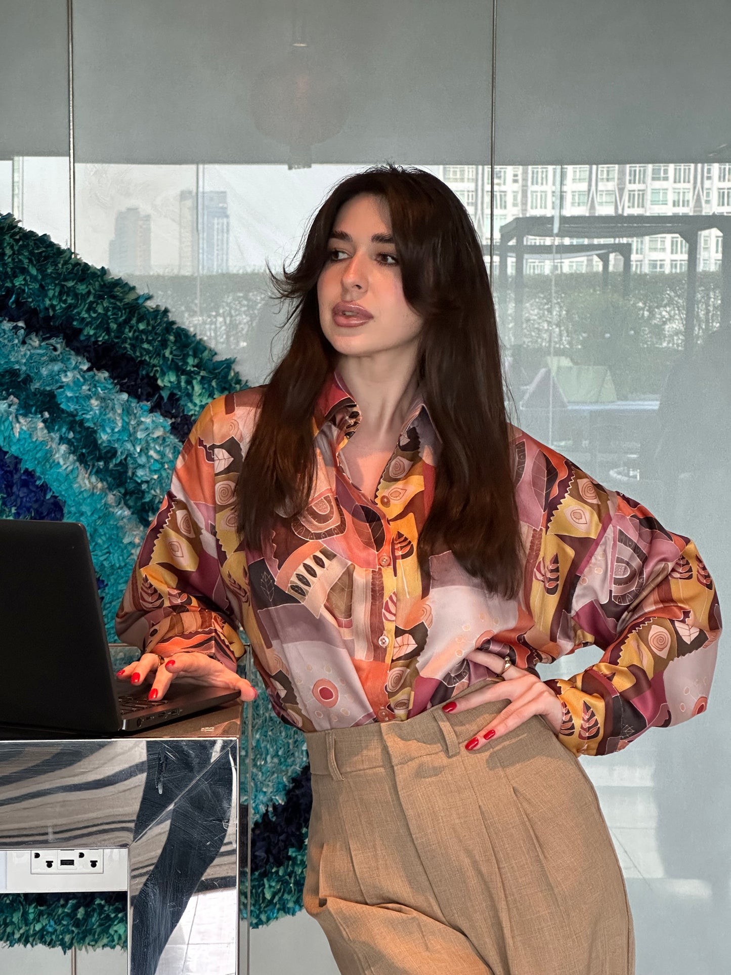 Satin Modern Print Shirt