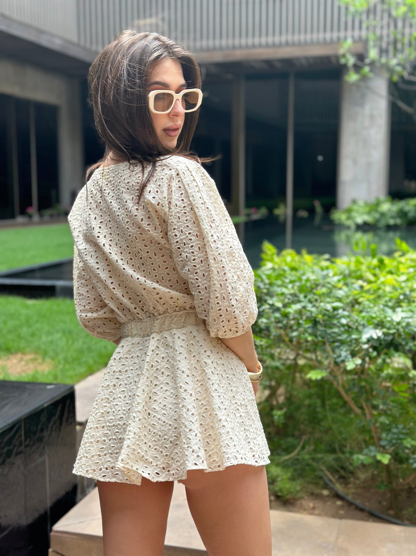 Eyelet Cotton Romper Dress