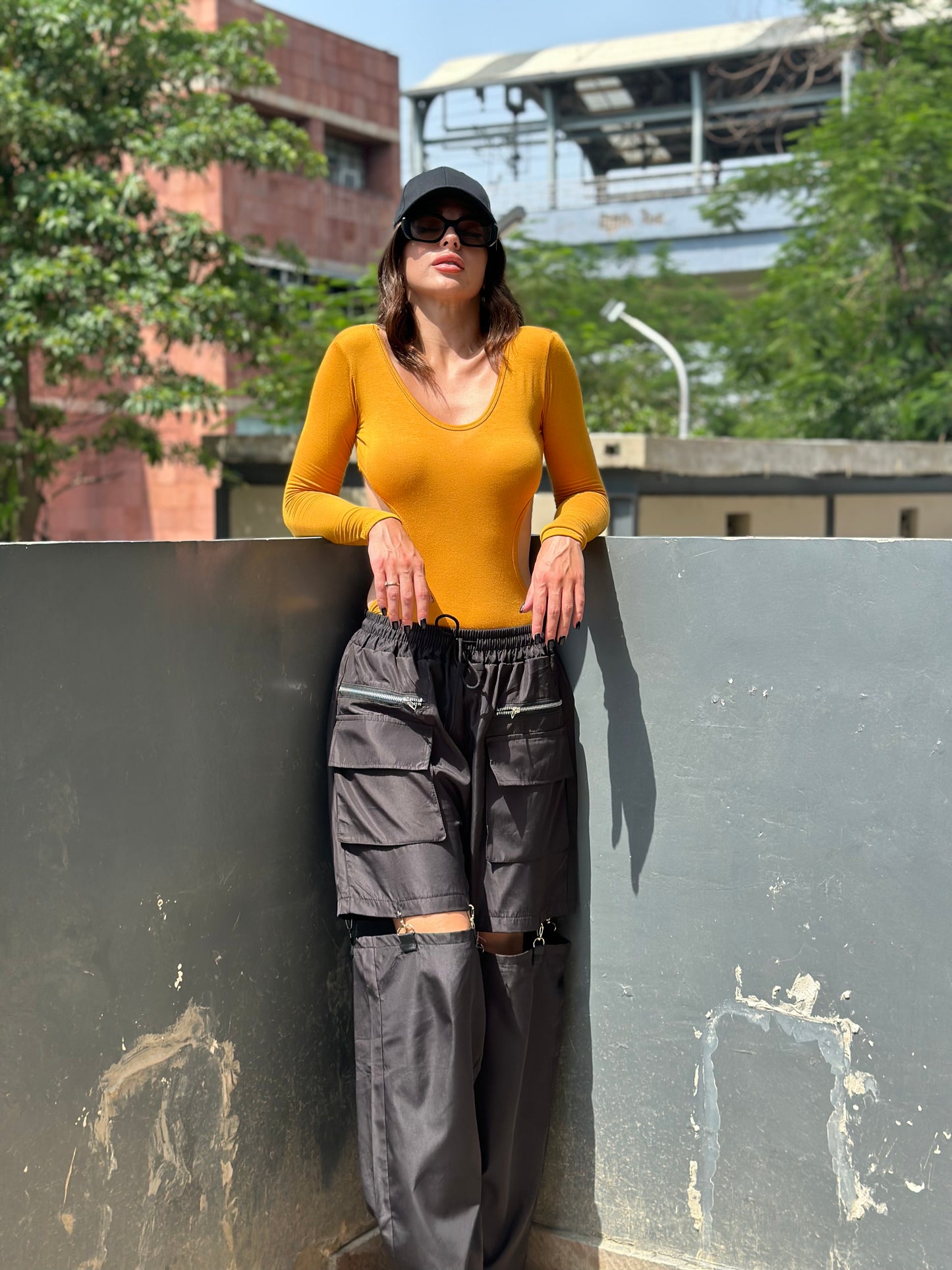 Combo Deal: Sexy Beach Bodysuit With Knee Cut Cargo Pants