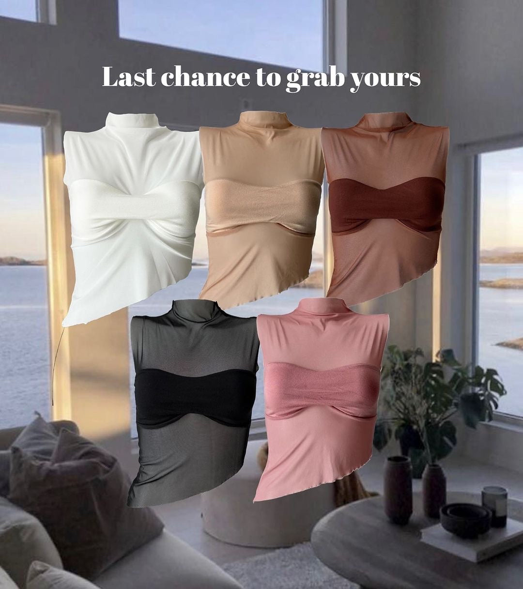 See Through High Neck Mesh Top