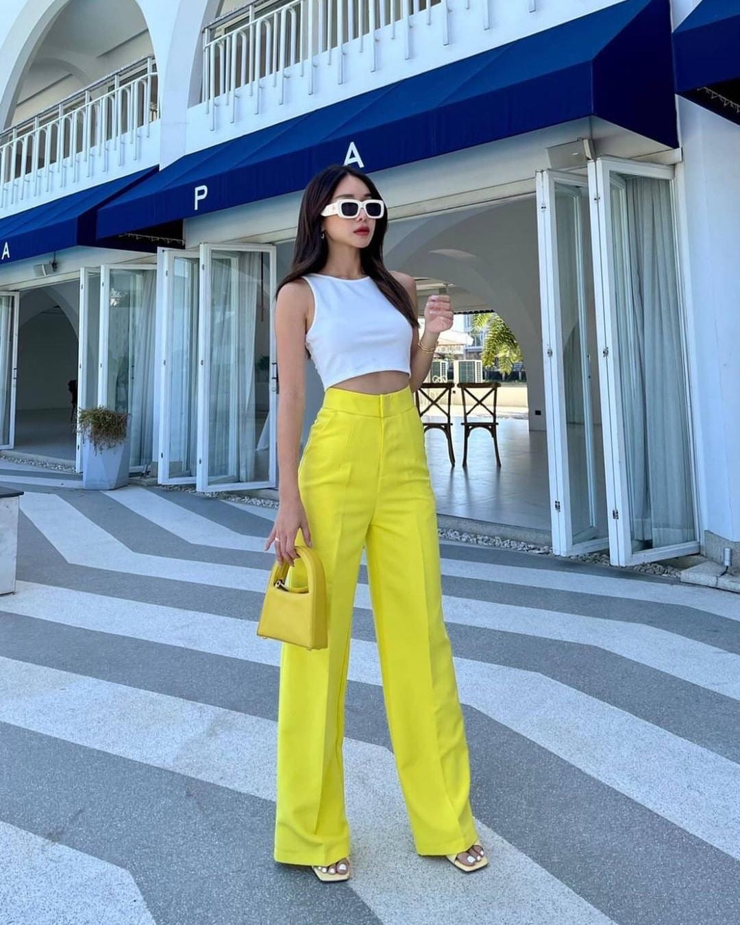 Neon Yellow Color Pop Straight Leg Pants