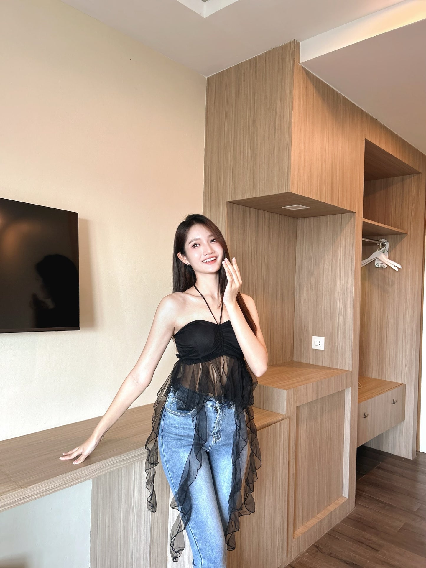 Organza Frill Padded Top