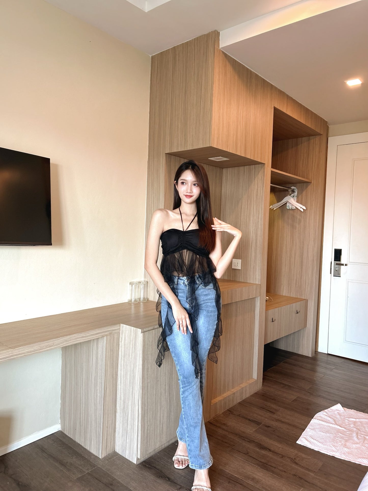 Organza Frill Padded Top