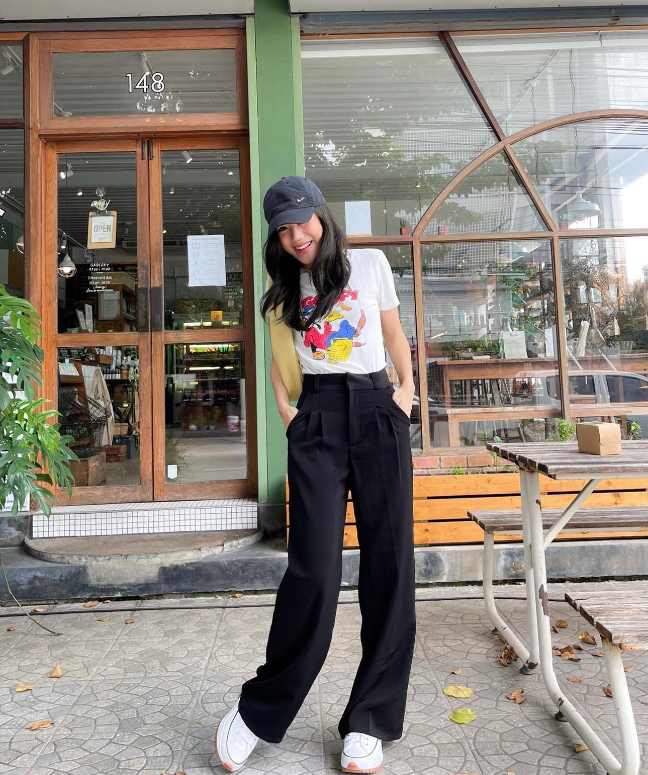 Black Satin Shirt With Black High Waist Pants