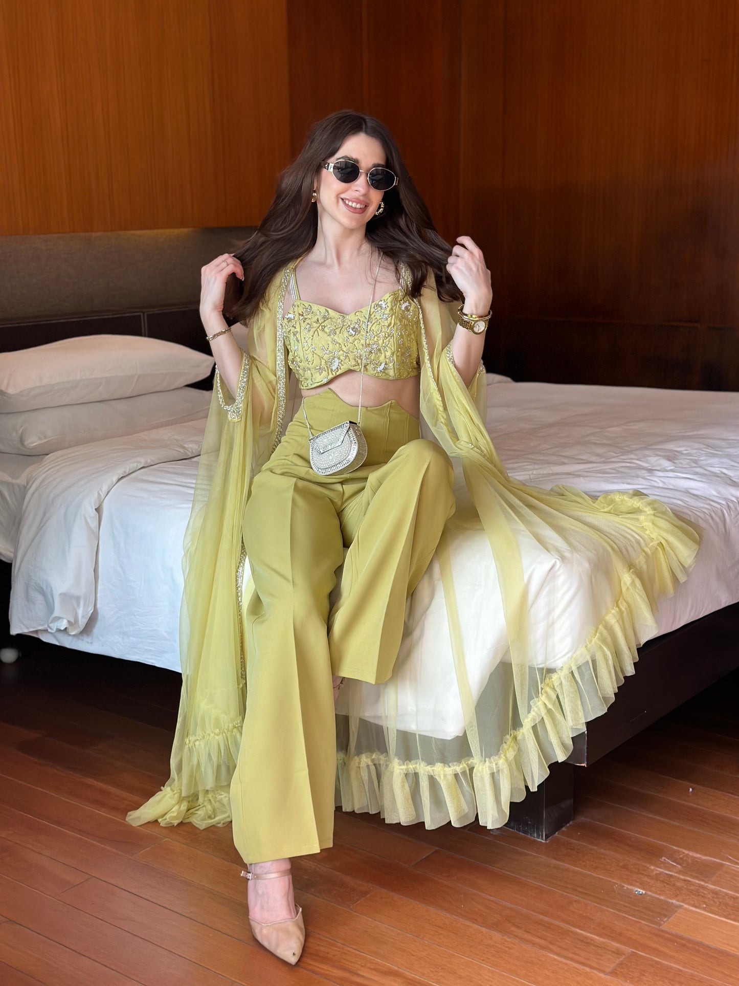High Corset Waist Wide Leg Pants