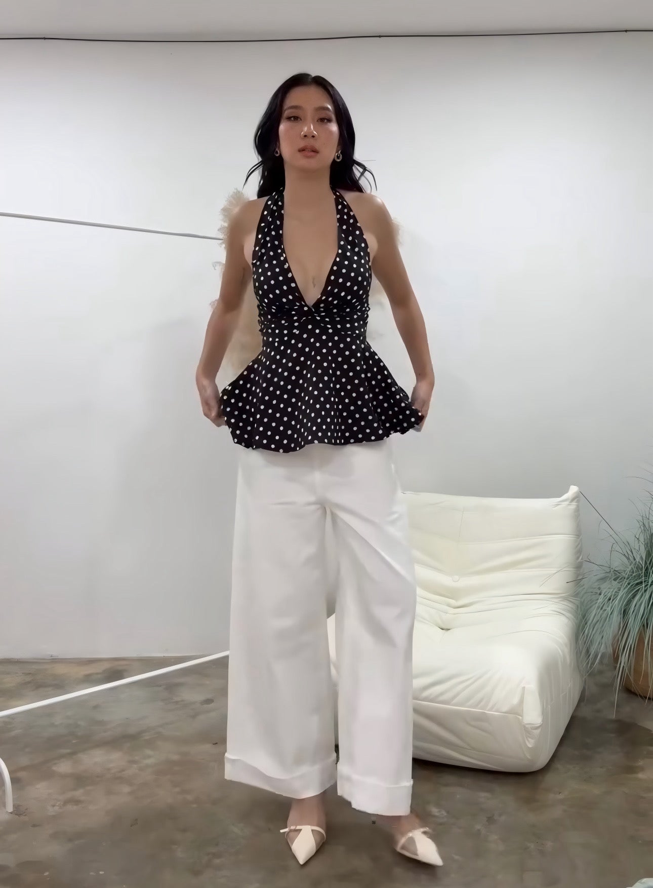 Polka-Dots Halter Neck Top