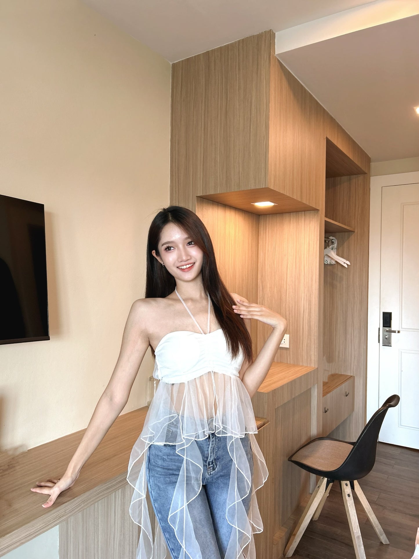 Organza Frill Padded Top