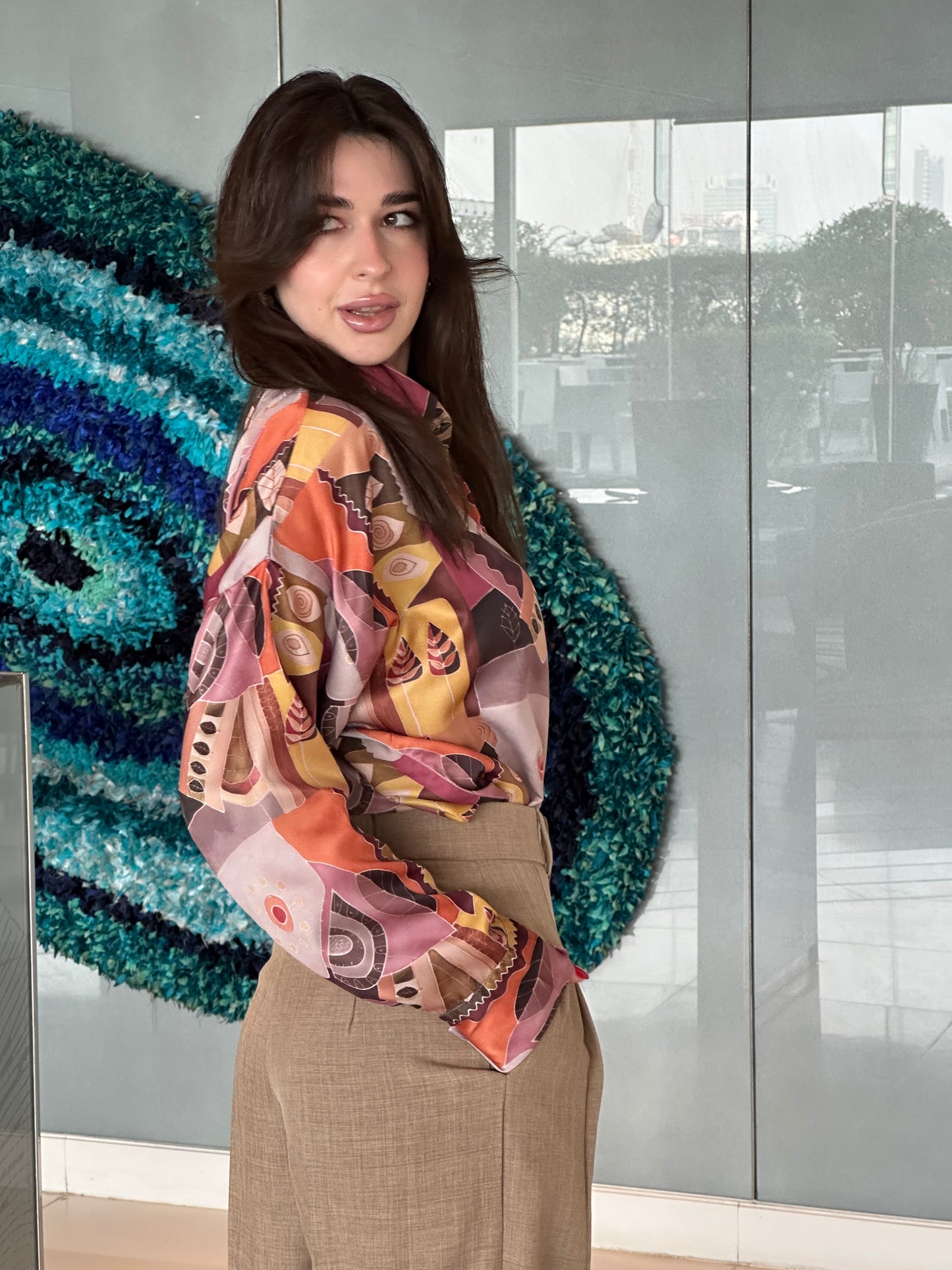 Satin Modern Print Shirt