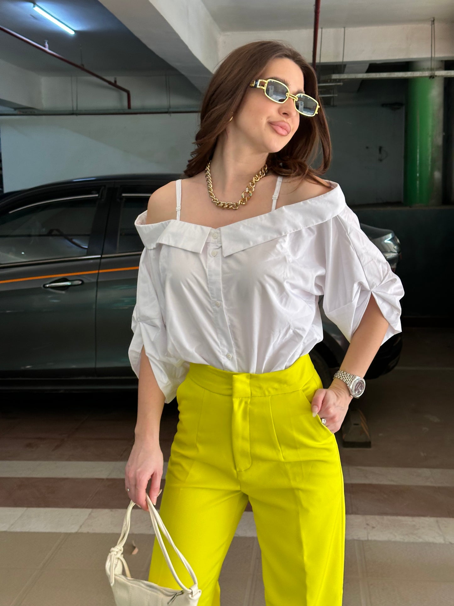 Off-Shoulder White Shirt