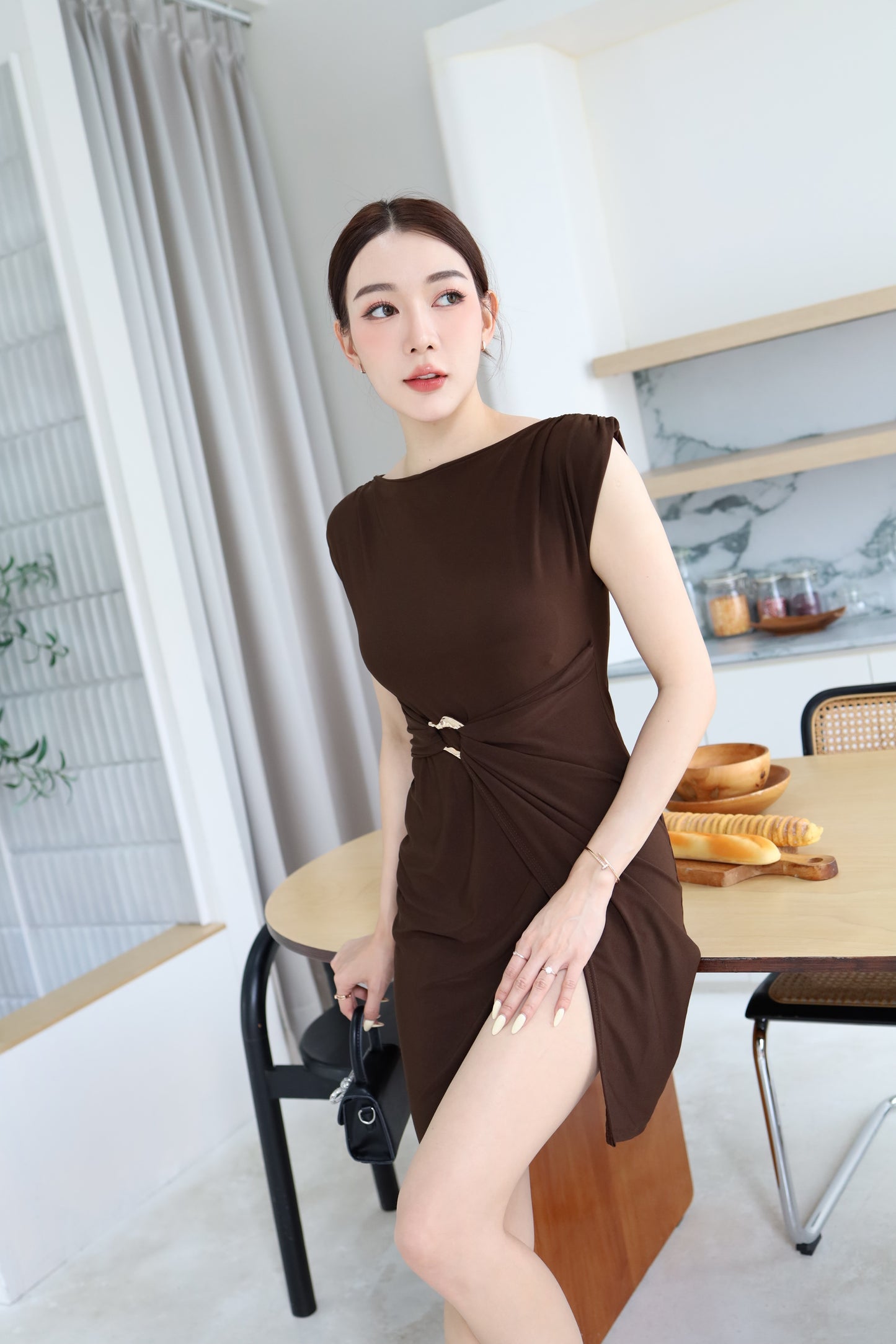 Body-Fit Mini Side Slit Dress