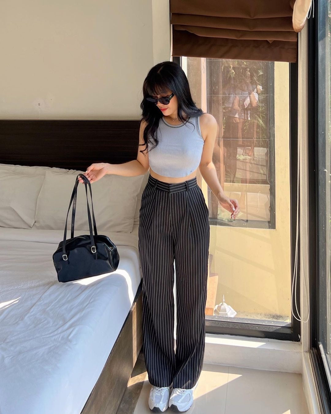 Pinstripe Wide Leg Pants