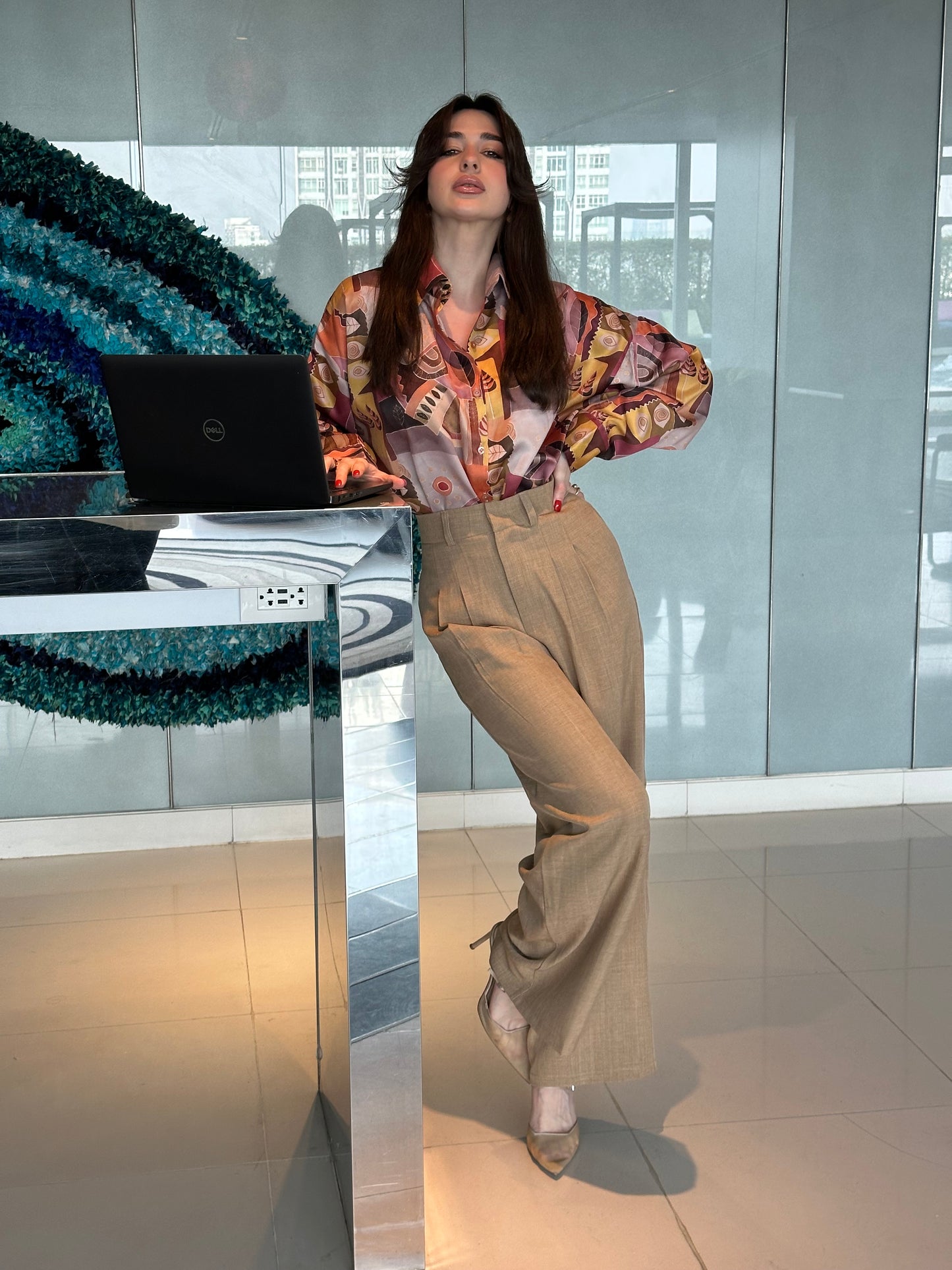 Satin Modern Print Shirt