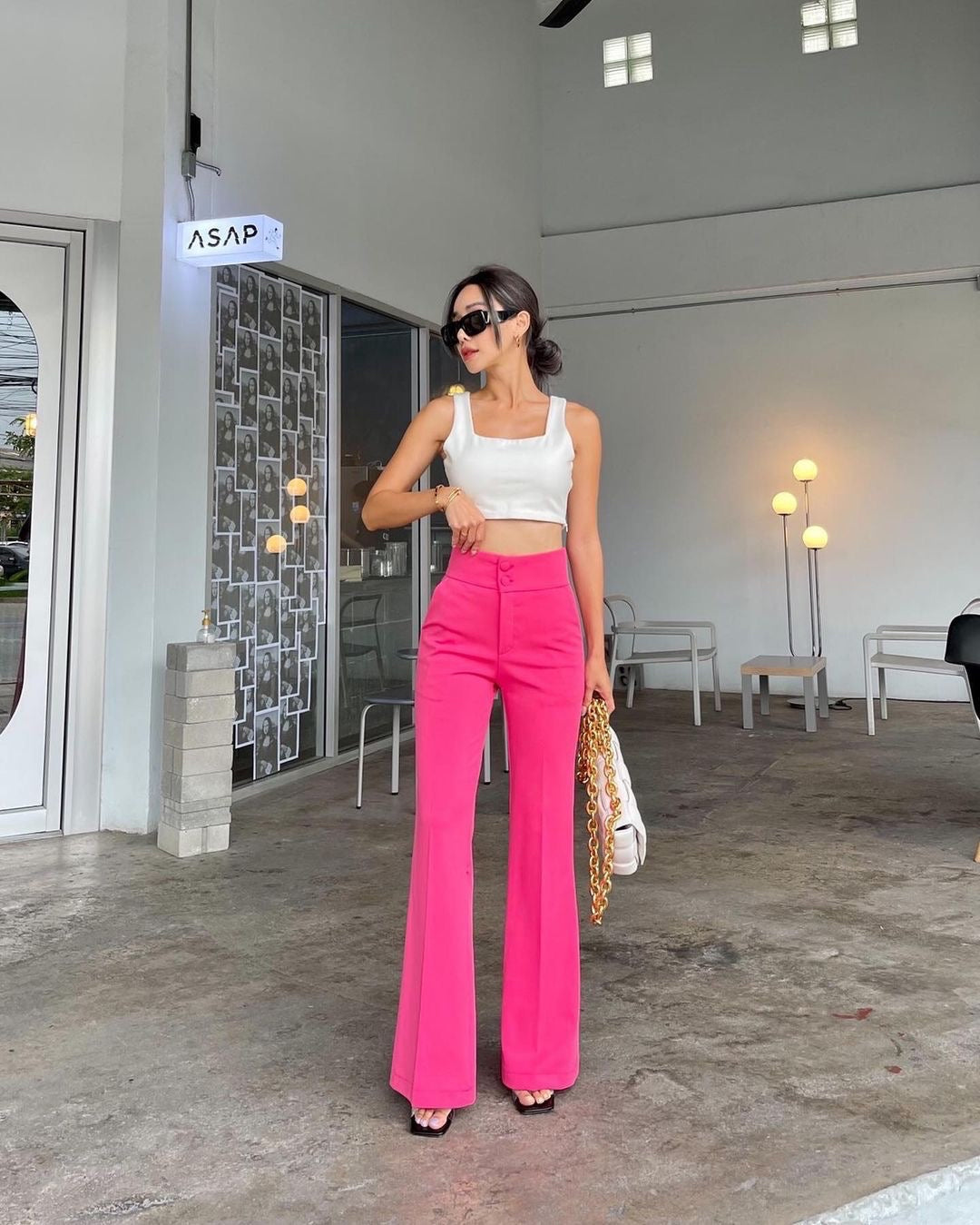 Double Button High Waist Pants