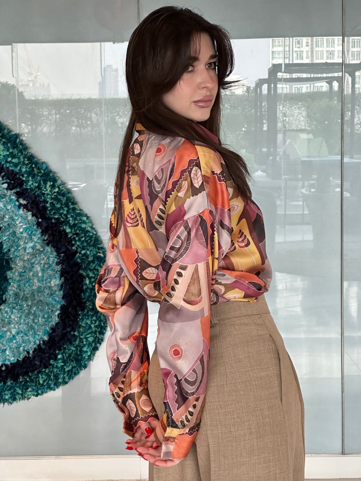 Satin Modern Print Shirt