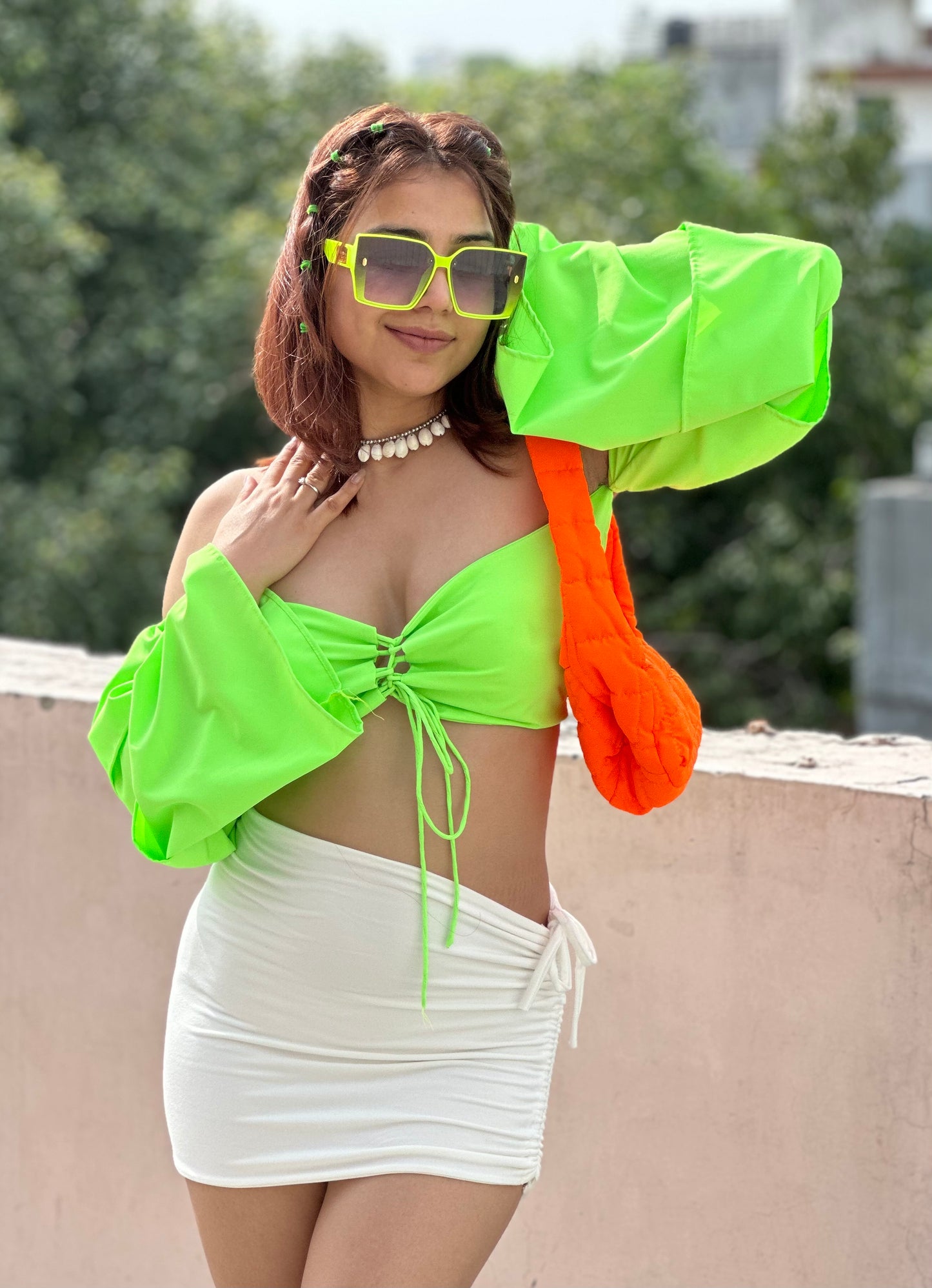 Padded Off-Shoulder Front Tie Bustier