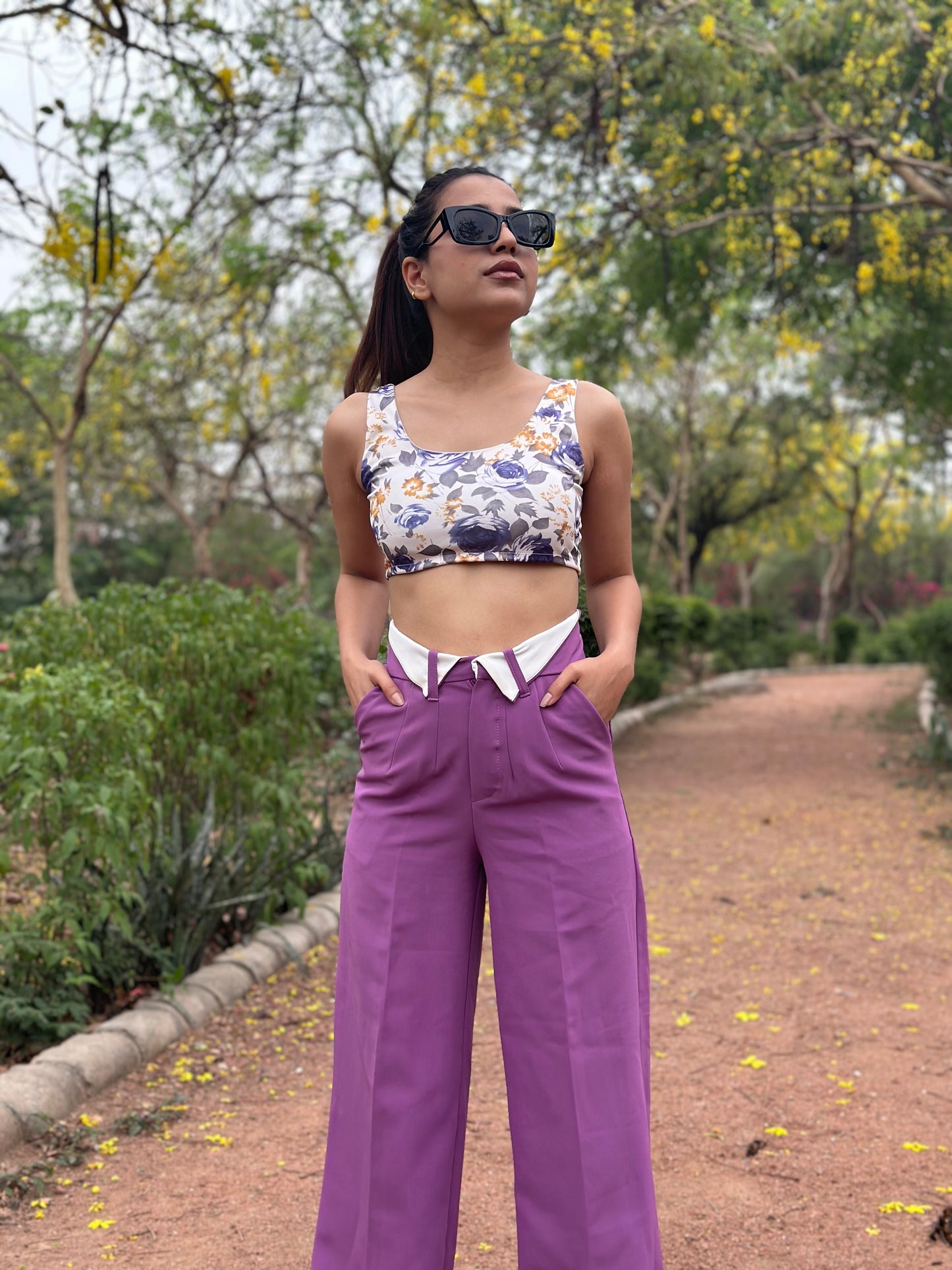 Wide Leg Folded Waist Pants