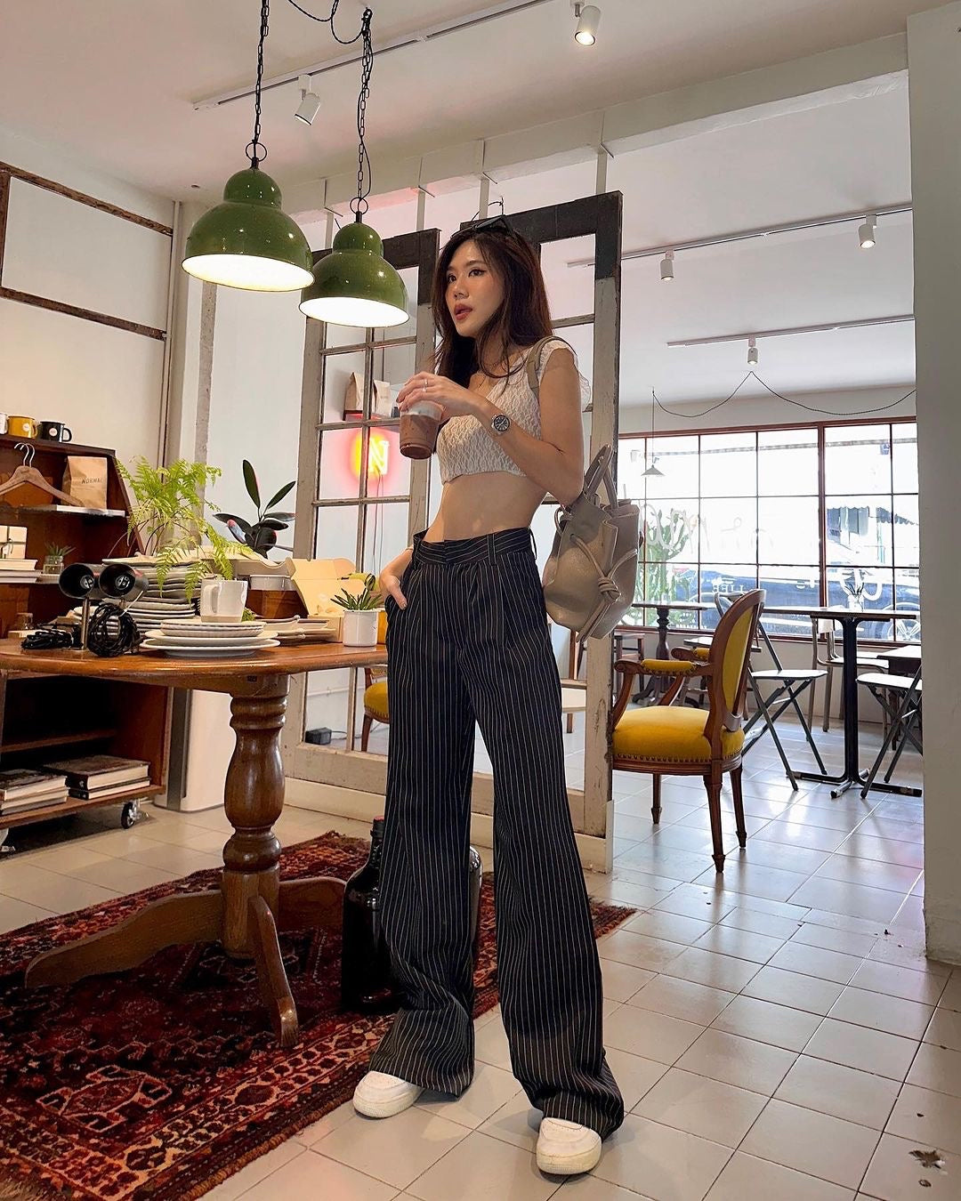 Pinstripe Wide Leg Pants