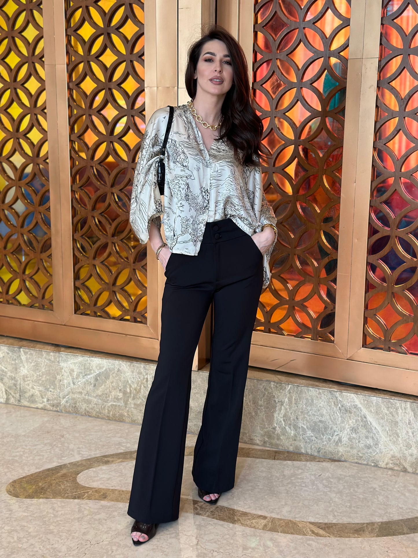 Black Wider Bottom High Waist Pants