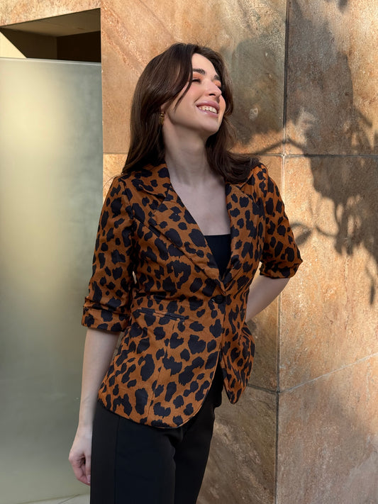 Animal Print 3/4th Sleeve Blazer