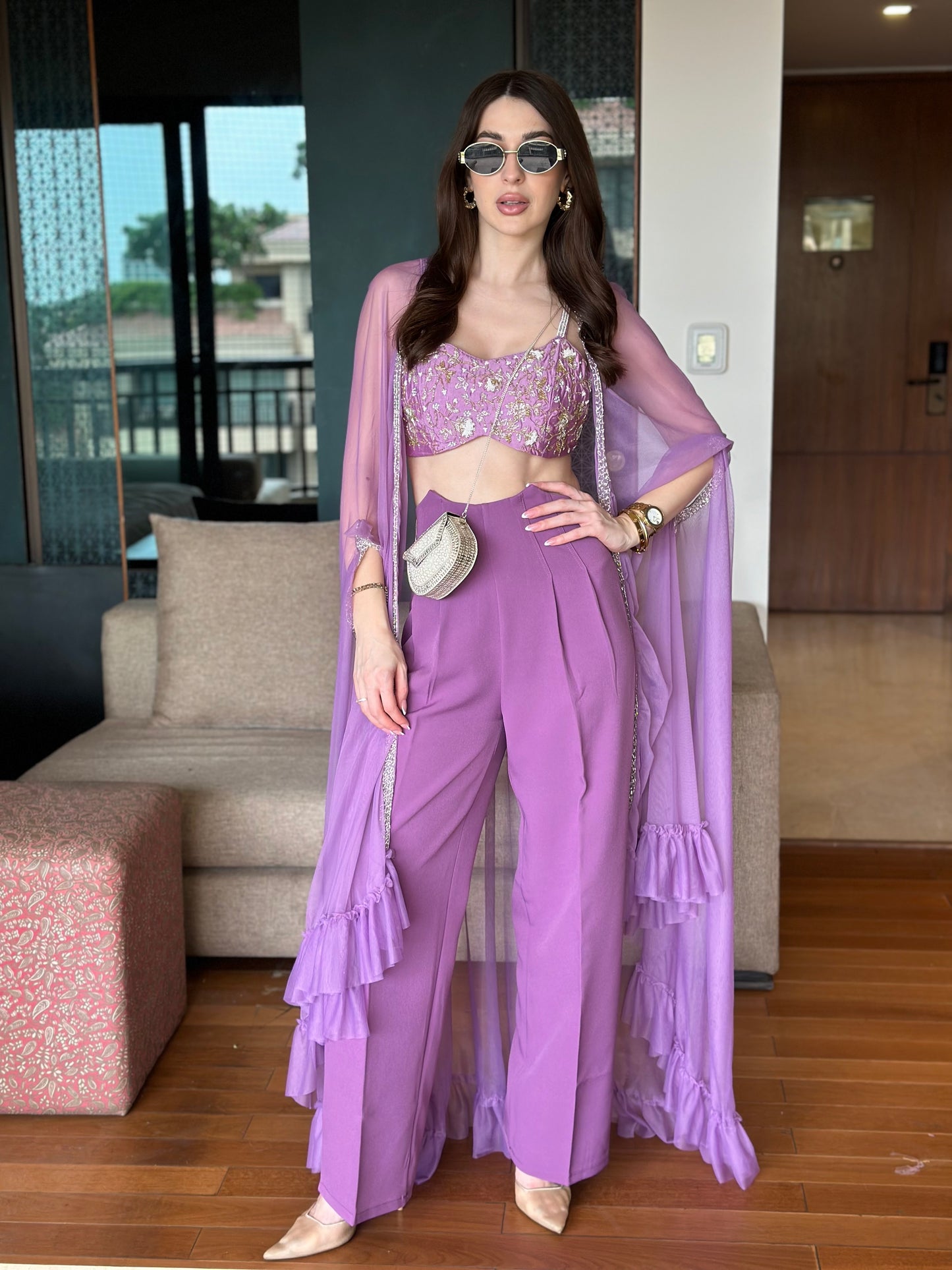 High Corset Waist Wide Leg Pants