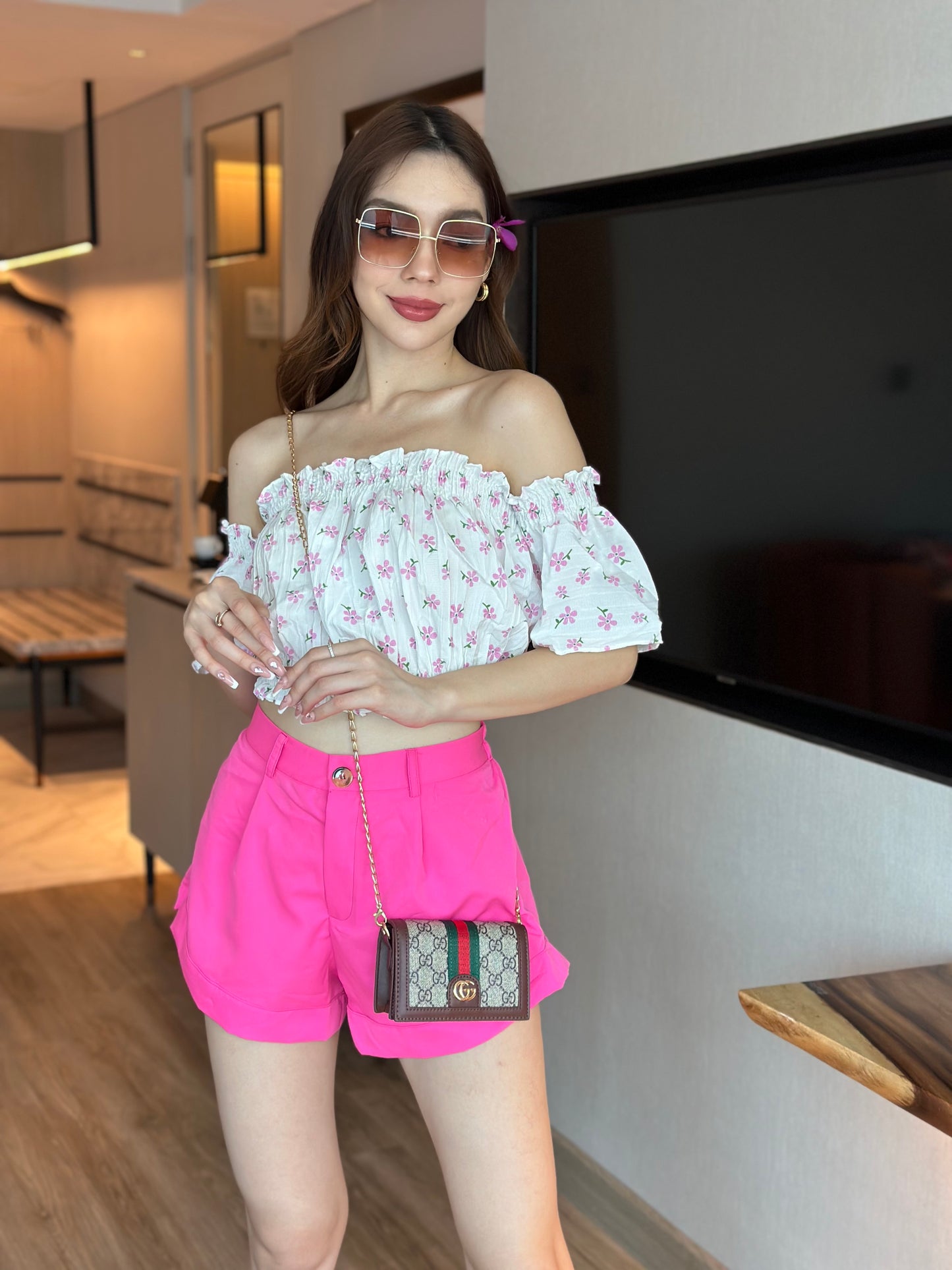 Off-Shoulder Top With Shorts