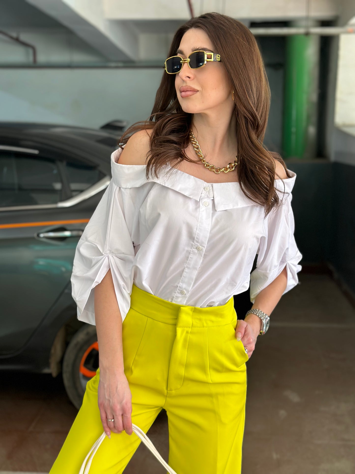 Off-Shoulder White Shirt