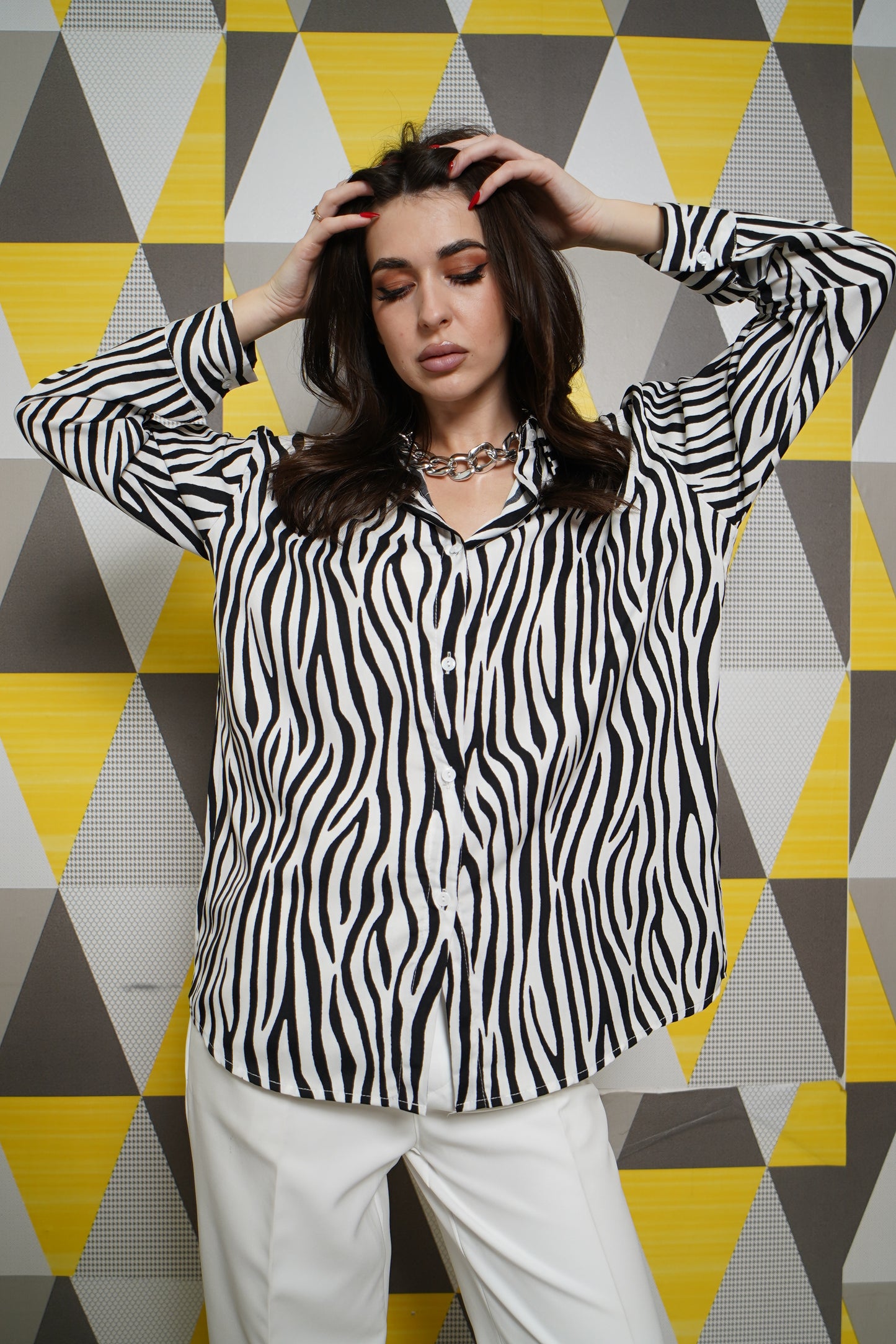 Zebra Print Oversized Shirt
