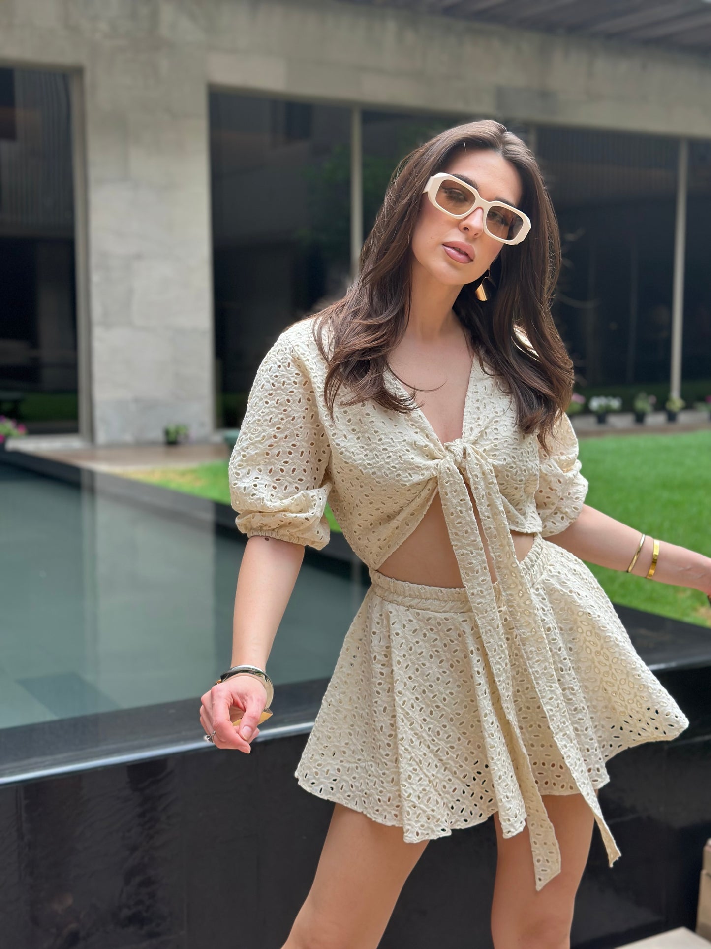 Eyelet Cotton Romper Dress