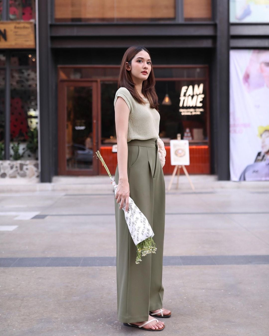 Mint Color Pop Straight Leg Pants