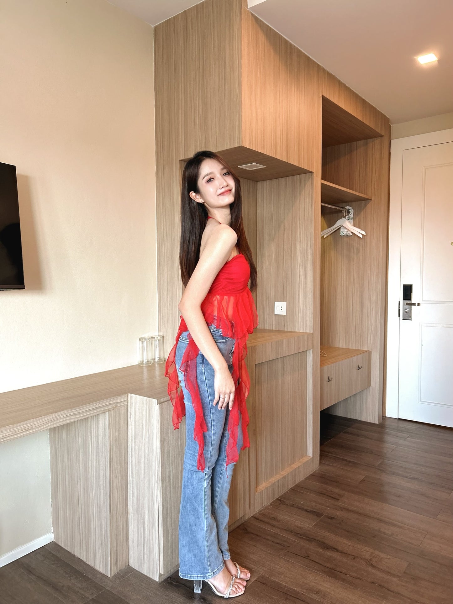 Organza Frill Padded Top