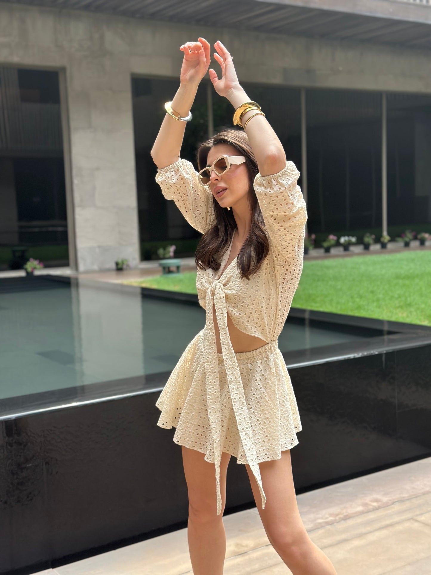 Eyelet Cotton Romper Dress