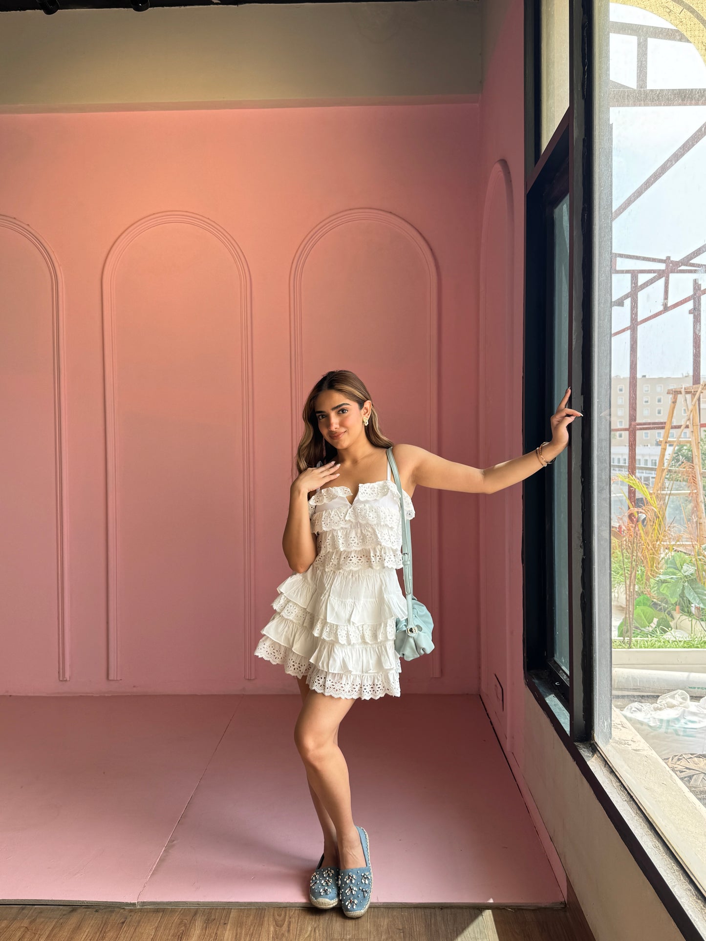 Ruffle White Eyelet Co-ordinates